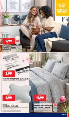 Anteprima del volantino PARURE COPRIPIUMINO UNA PIAZZA E MEZZA, 100% cotone seersucker • dimensioni: fodera 200 x 200 cm, federa 50 x 80 cm valido a partire dal 23.03.2026 | Pagina: 15 | Prodotti: Copripiumino, Occhiali, Cuscino, Federa