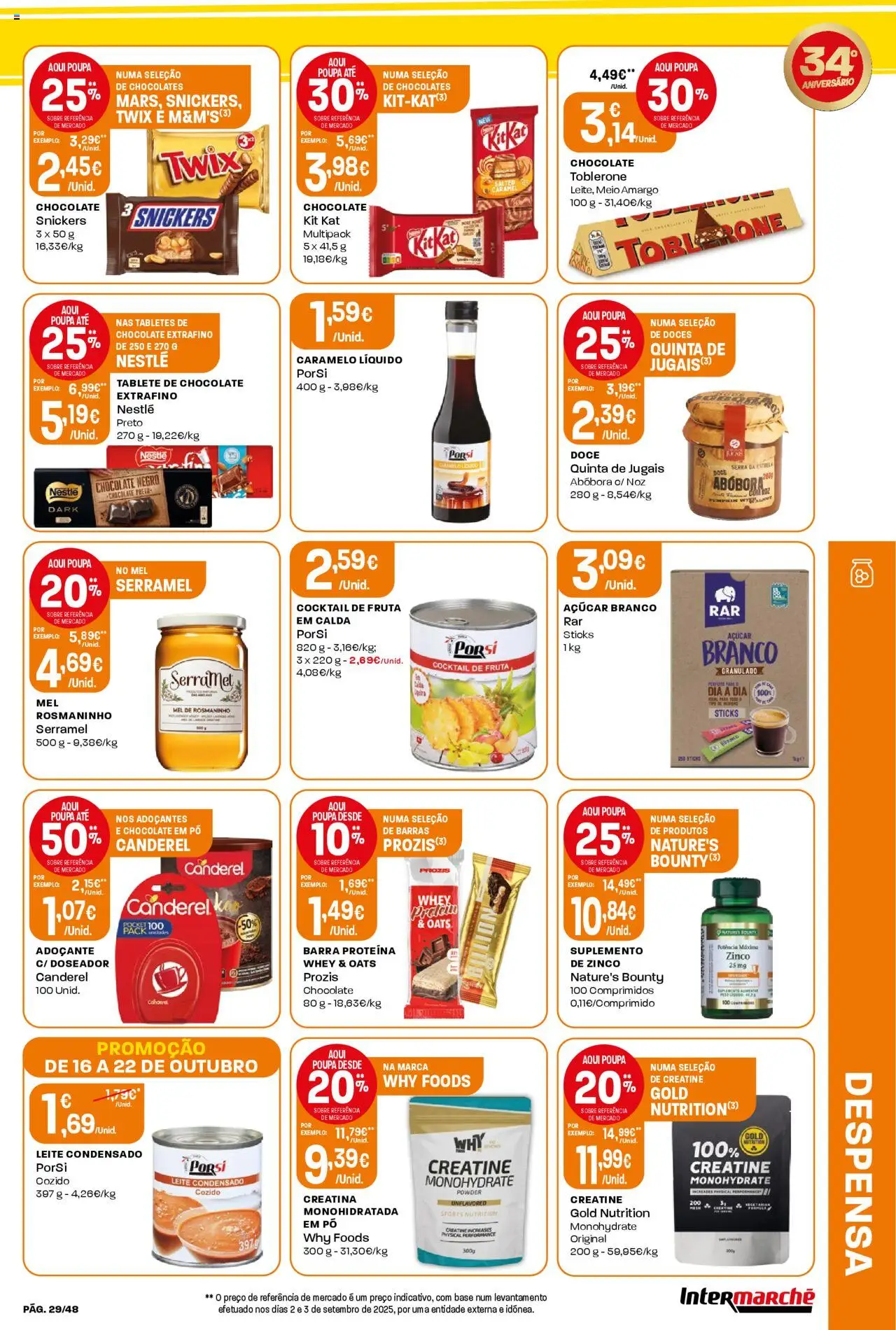 Intermarché folheto │ válido de 16.10.2025 | Página: 29 | Produtos: Pó, Nestlé, Chocolate, Whey protein