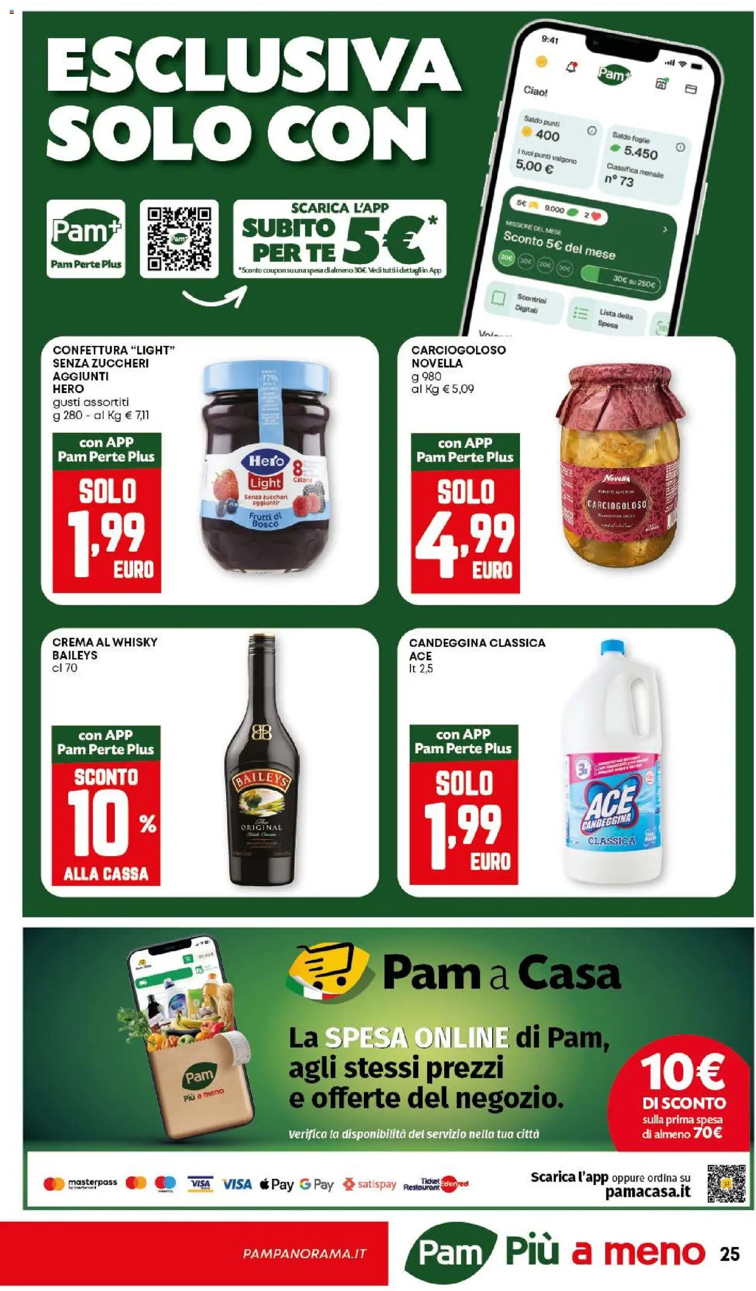 Volantino PAM del 18.12.2025 | Pagina: 25 | Prodotti: Crema, Tè, Candeggina, Whisky