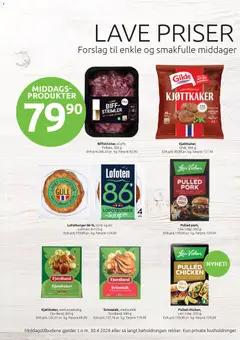 Forhåndsvisning av Joker Godt til middag gyldig fra 01.04.2026 | Side: 2 | Produkter: Brieost, Cacao, Chiftele, Kolasås