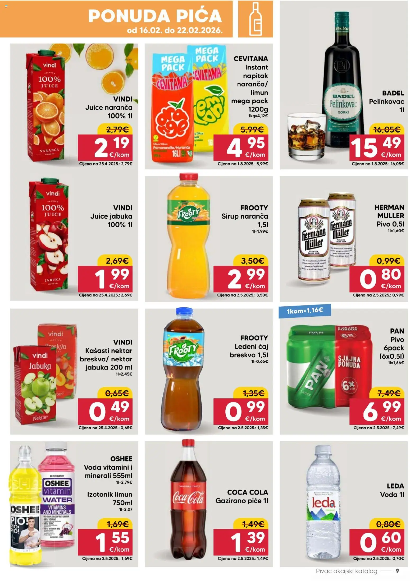 Pivac katalog | vrijedi od 16.02.2026 | Stranica: 9 | Proizvodi: Coca cola, Čaj, Limun, Jabuka