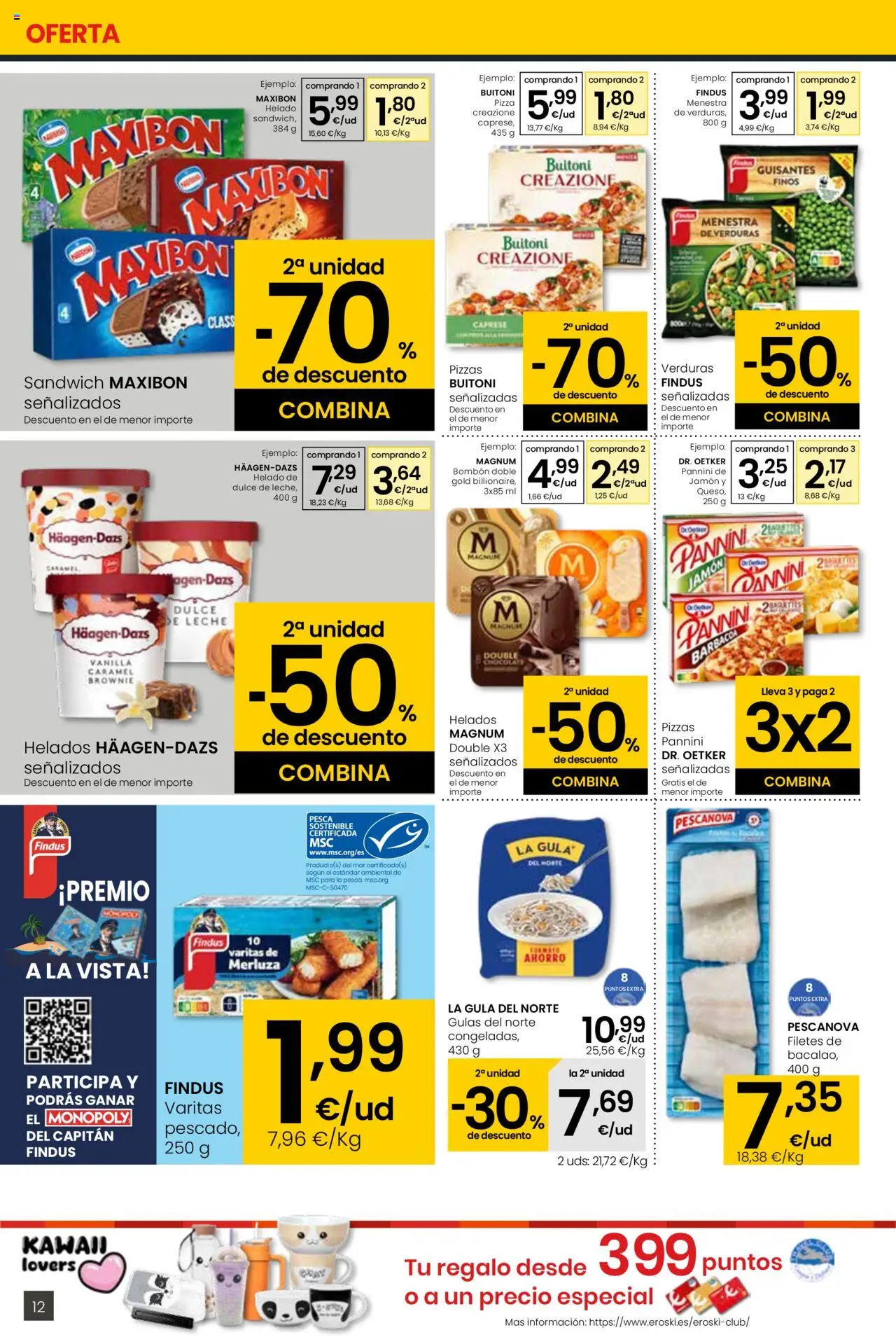Eroski - Eskaintza handia Center │ válido desde el 18.09.2025 | Página: 12 | Productos: Leche, Chocolate, Jamón, Helado