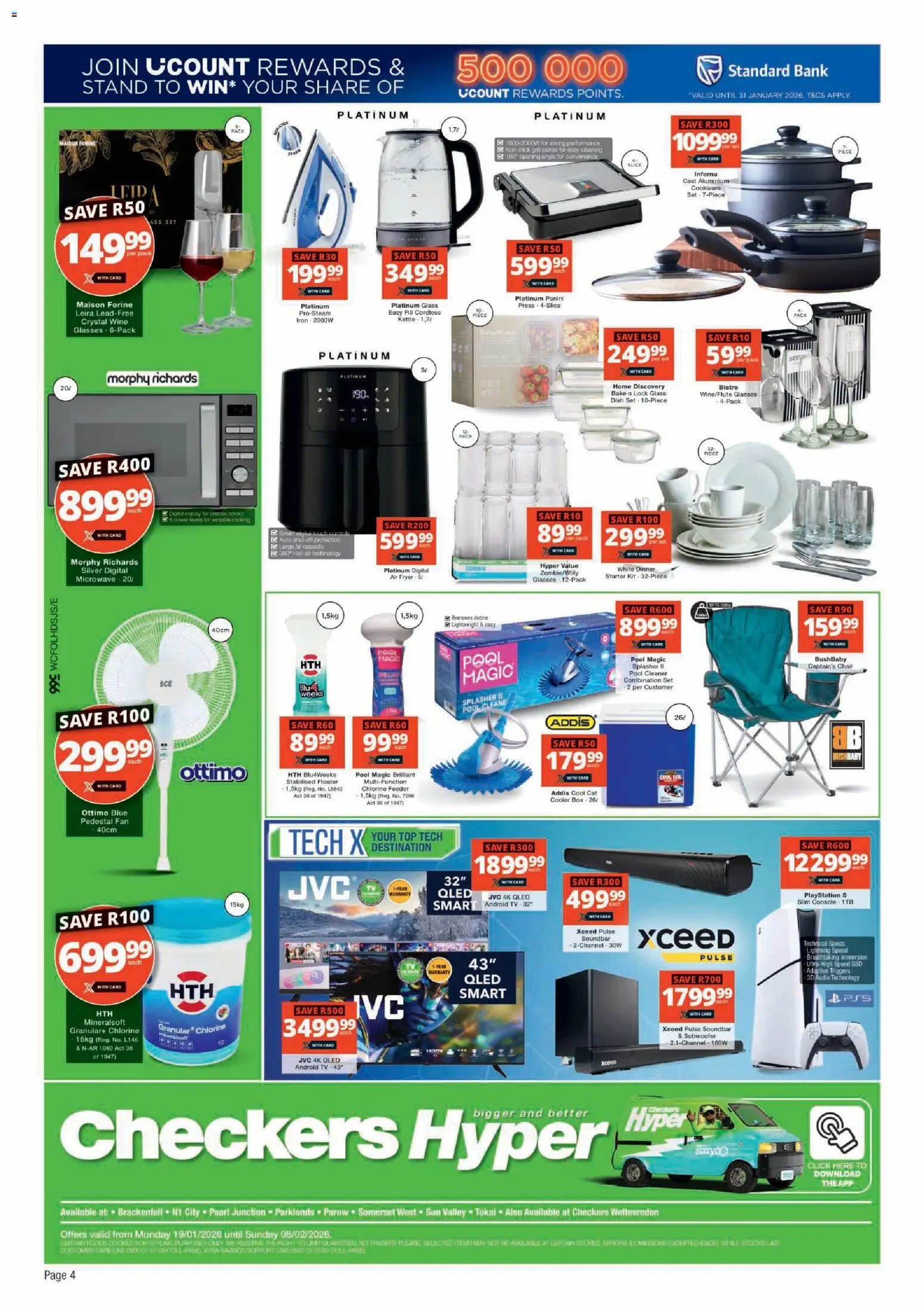 New Checkers catalogue – valid from 19.01.2026 | Page: 4 | Products: Kettle, Fan, Cooler, Air fryer