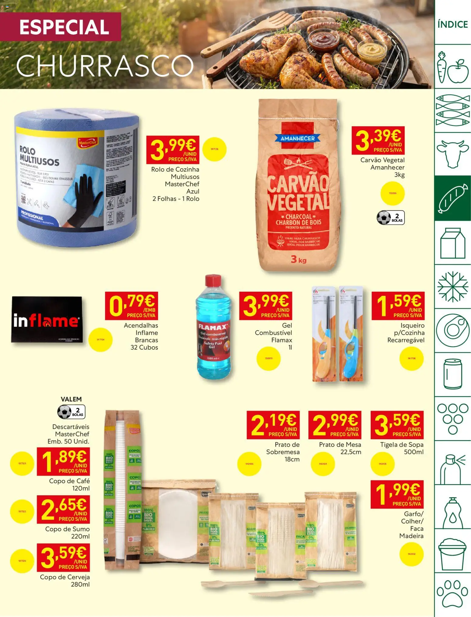 Recheio - Bons Negócios Madeira │ válido de 21.04.2026 | Página: 11 | Produtos: Copos, Carvão vegetal, Mesa, Sumo