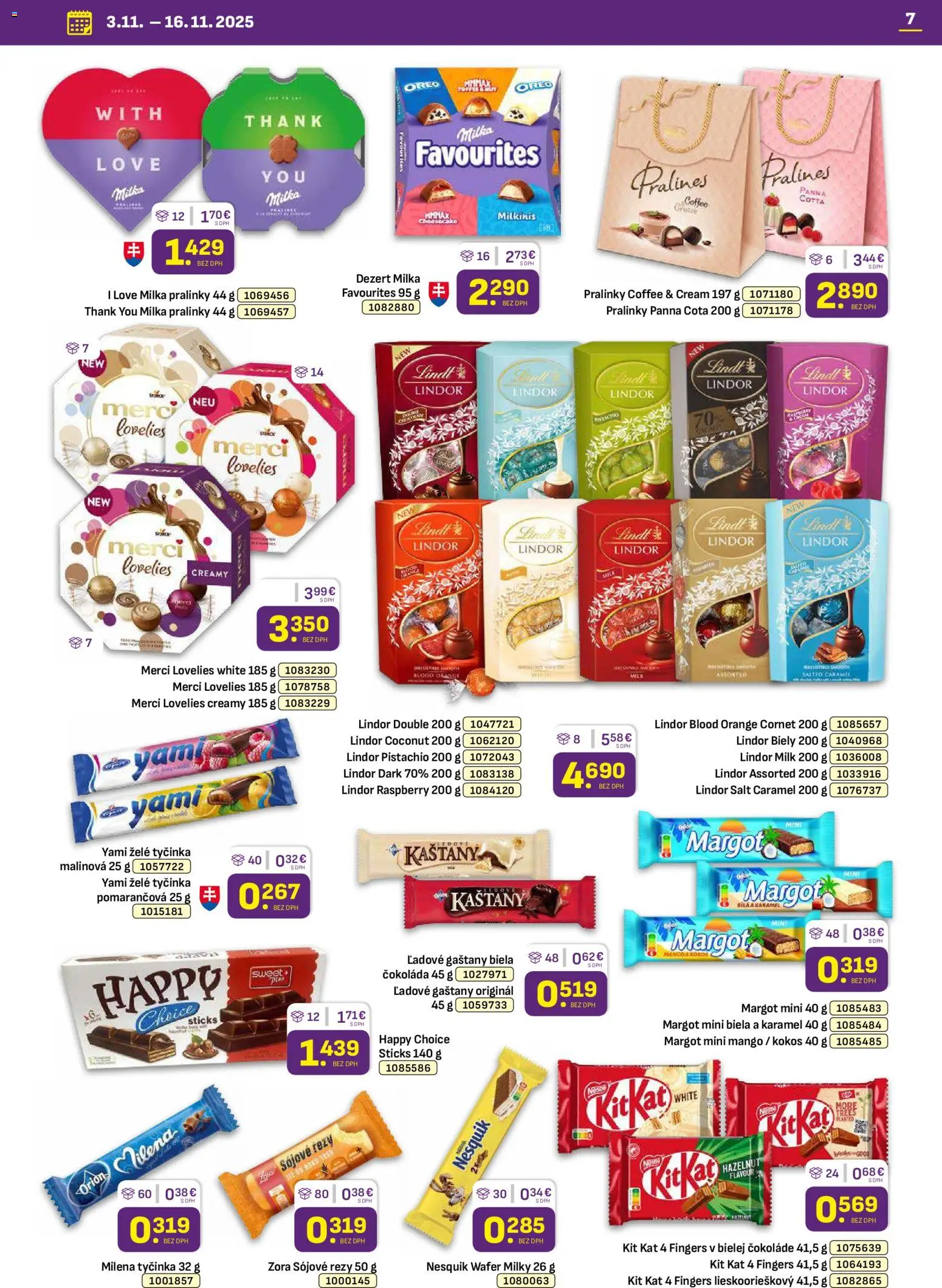 Nové Libex akcie – leták je platný od 03.11.2025 | Strana: 7 | Produkty: Gaštany, Lindt, Čokoláda, Mango