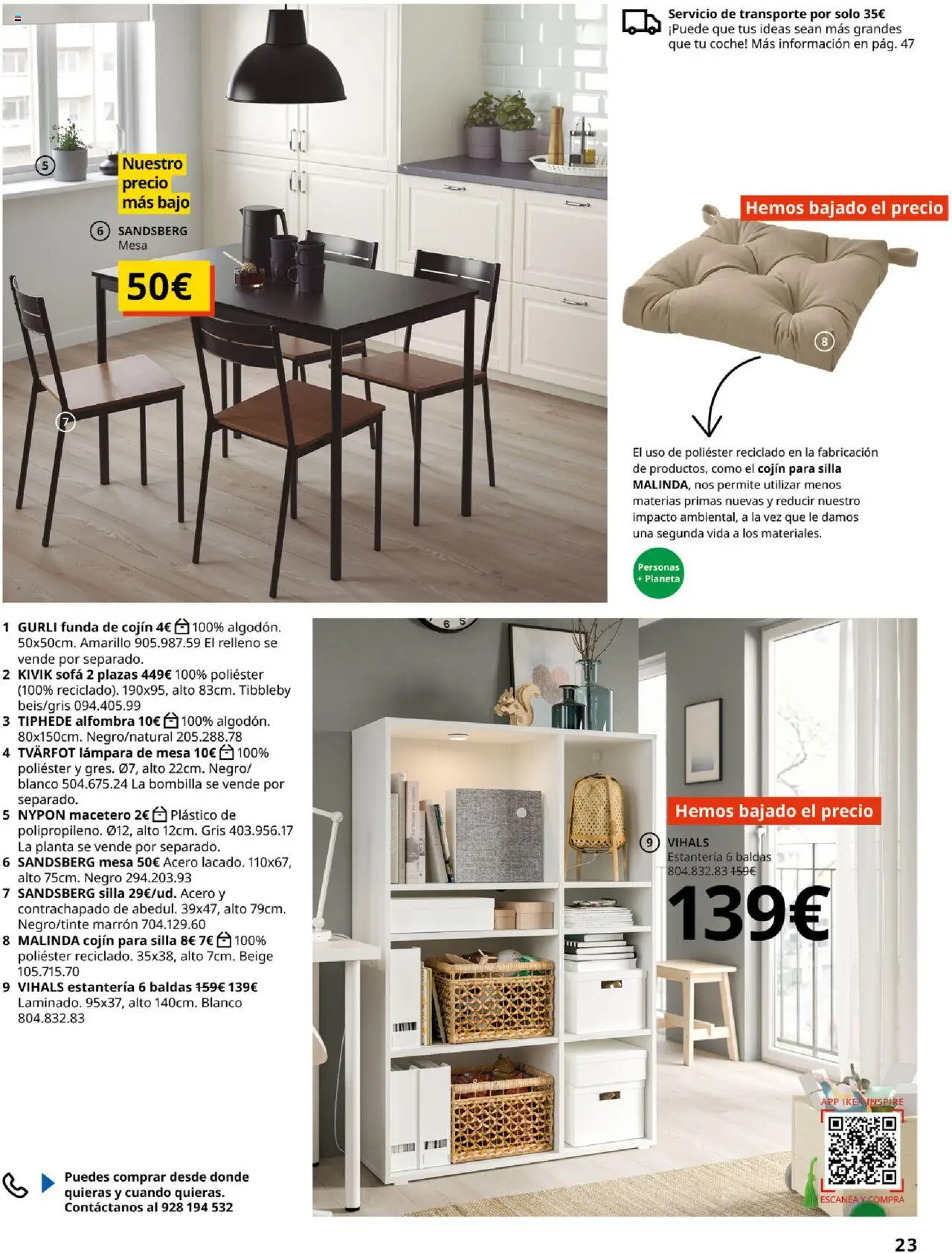 Catálogo IKEA Precios bajos. Muy bajos │ válido desde el 04.02.2025 | Página: 23 | Productos: Macetero, Cojín, Mesa, Alfombra