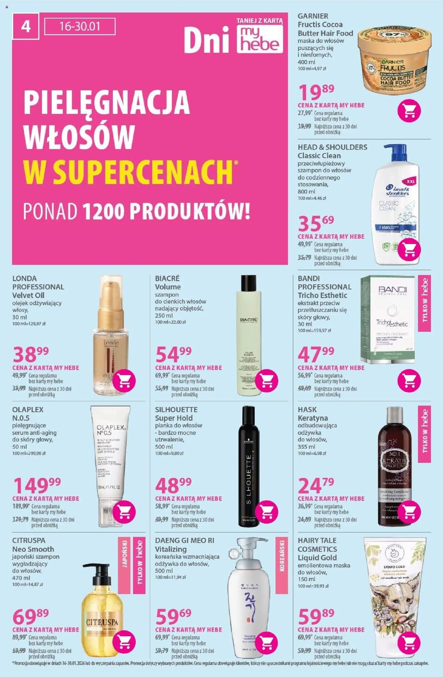 Hebe Gazetka od 16.01.2026 | Strona: 4 | Produkty: Karta, Szampon, Odżywka, Maska do włosów