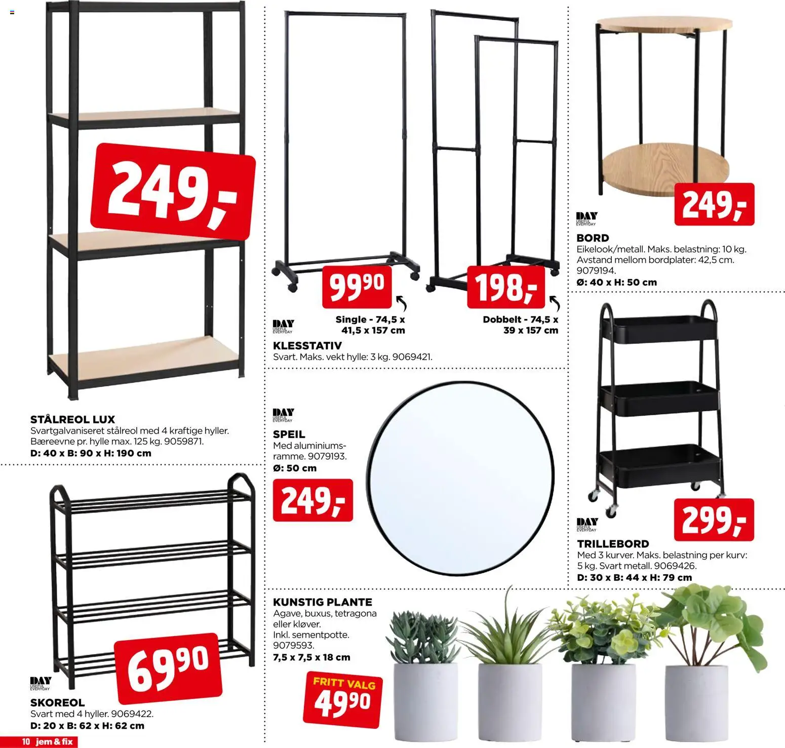 {H1} | Side: 10 | Produkter: Trillebord, Bord, Hylle, Kurv