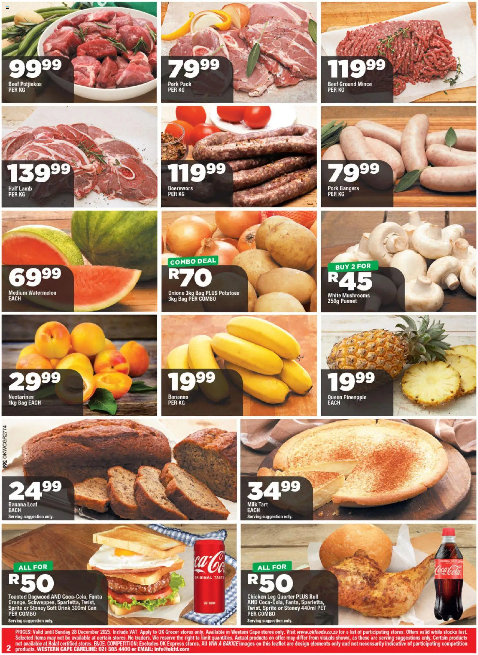 New OK Foods catalogue – valid from 10.12.2025 | Page: 2 | Products: Chicken, Bananas, Beef, Pineapple