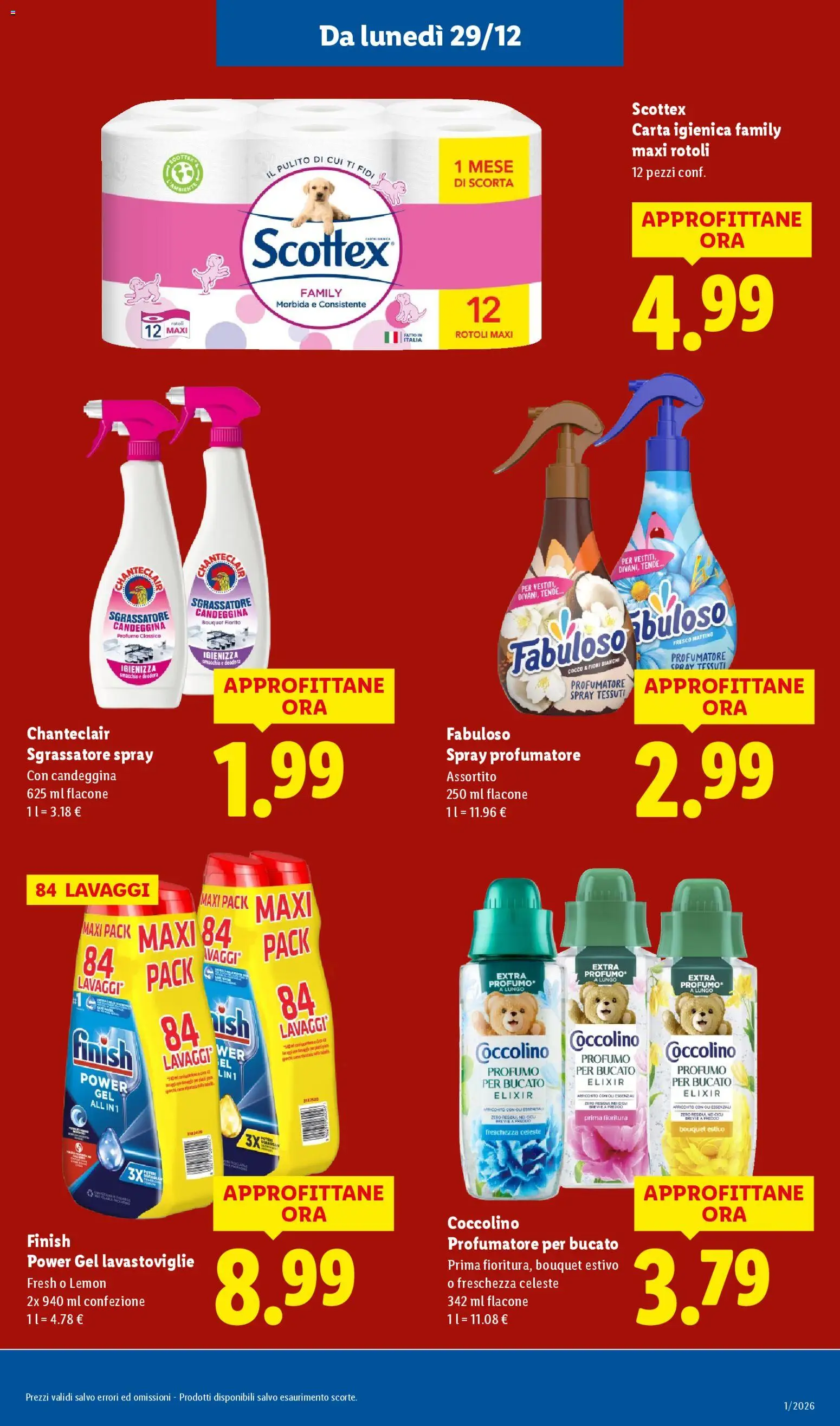Volantino Lidl del 29.12.2025 | Pagina: 17 | Prodotti: Carta igienica, Candeggina, Sgrassatore, Cocco