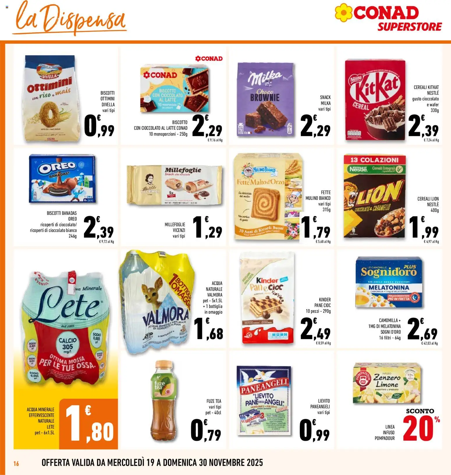 Volantino Conad del 19.11.2025 | Pagina: 16 | Prodotti: Cioccolato, Biscotti, Latte, Limone