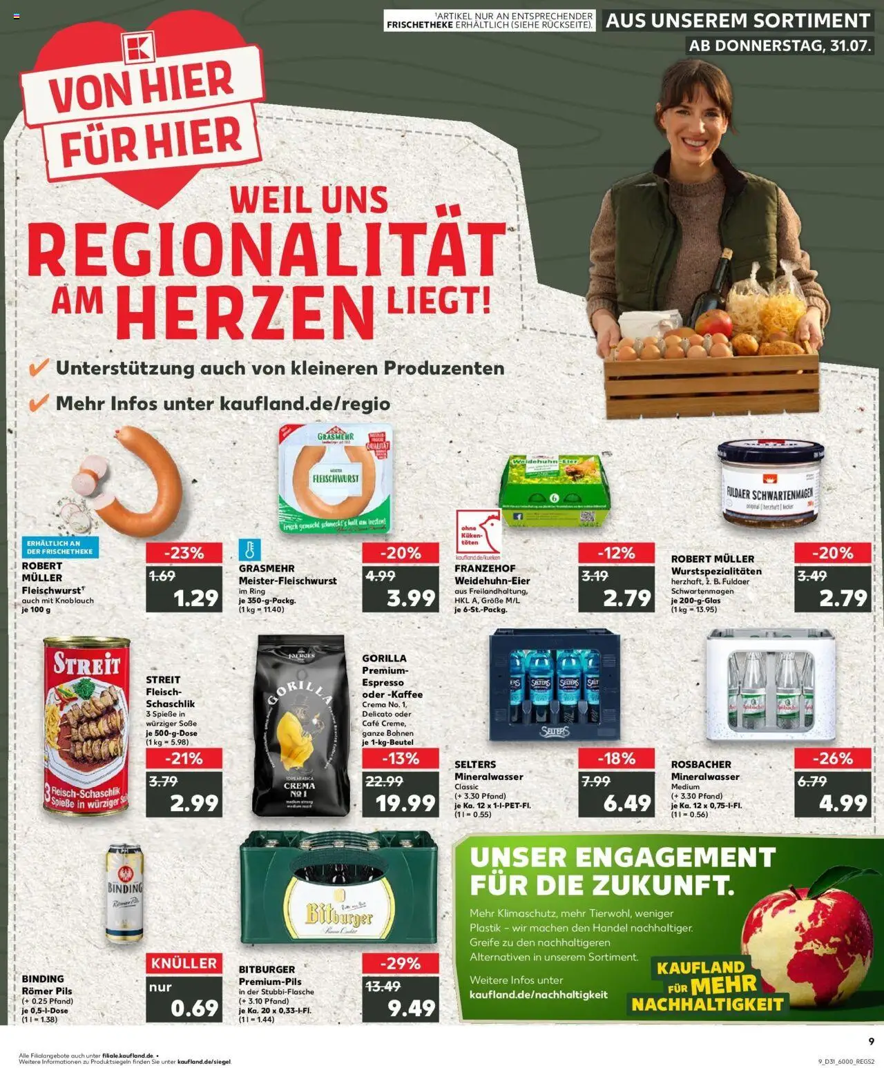 Kaufland prospekt Hanau	 - gültig ab dem 03.08.2025 | Seite: 20 | Produkte: Bitburger, Kaffee, Pils, Spieße