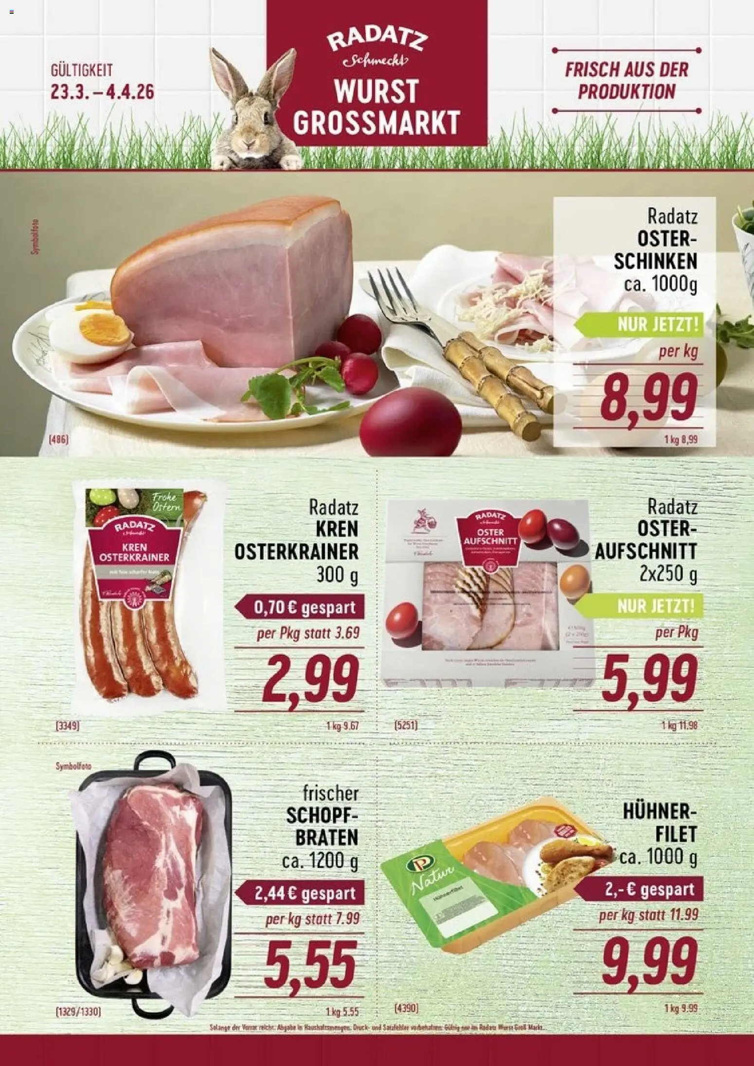 Radatz Oster gültig ab 23.03.2026 | Seite: 1 | Produkte: Wurst, Schinken