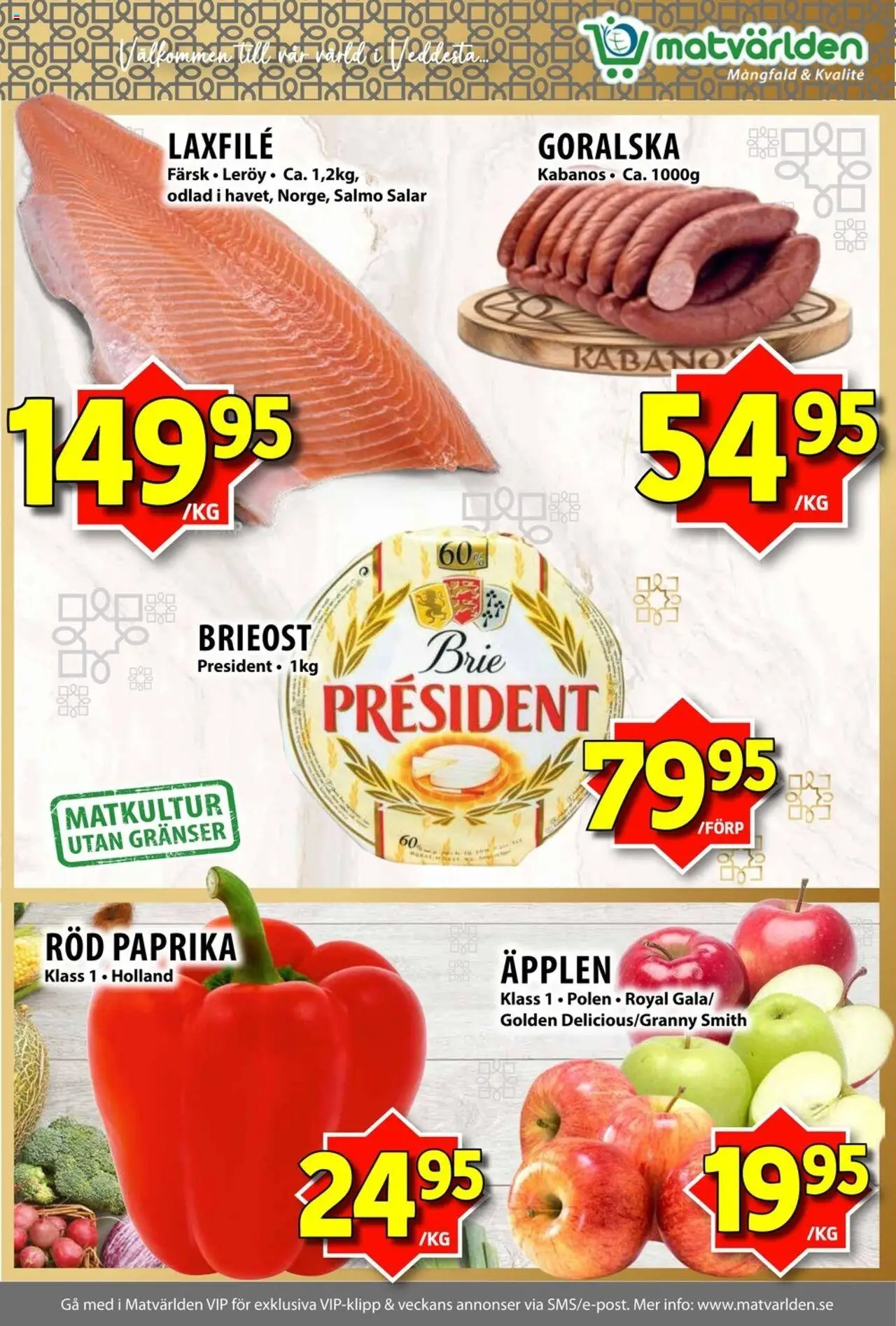 Matvärlden reklamblad aktuell från 13.10.2025 | Sida: 2 | Produkter: Brieost, Äpplen, Röd paprika