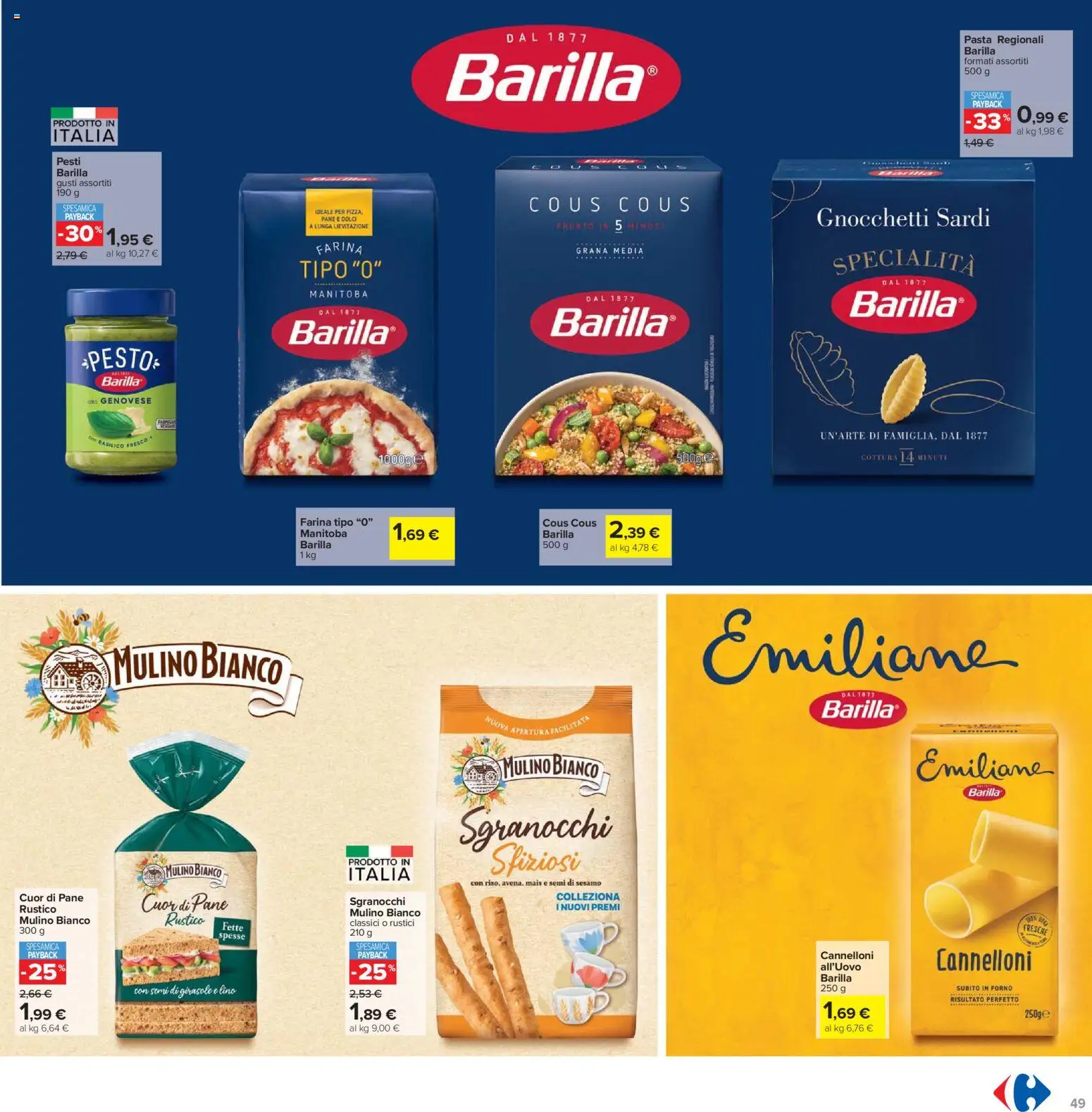 Volantino Carrefour del 24.03.2026 | Pagina: 49 | Prodotti: Pesto, Mais, Rustici, Gnocchetti