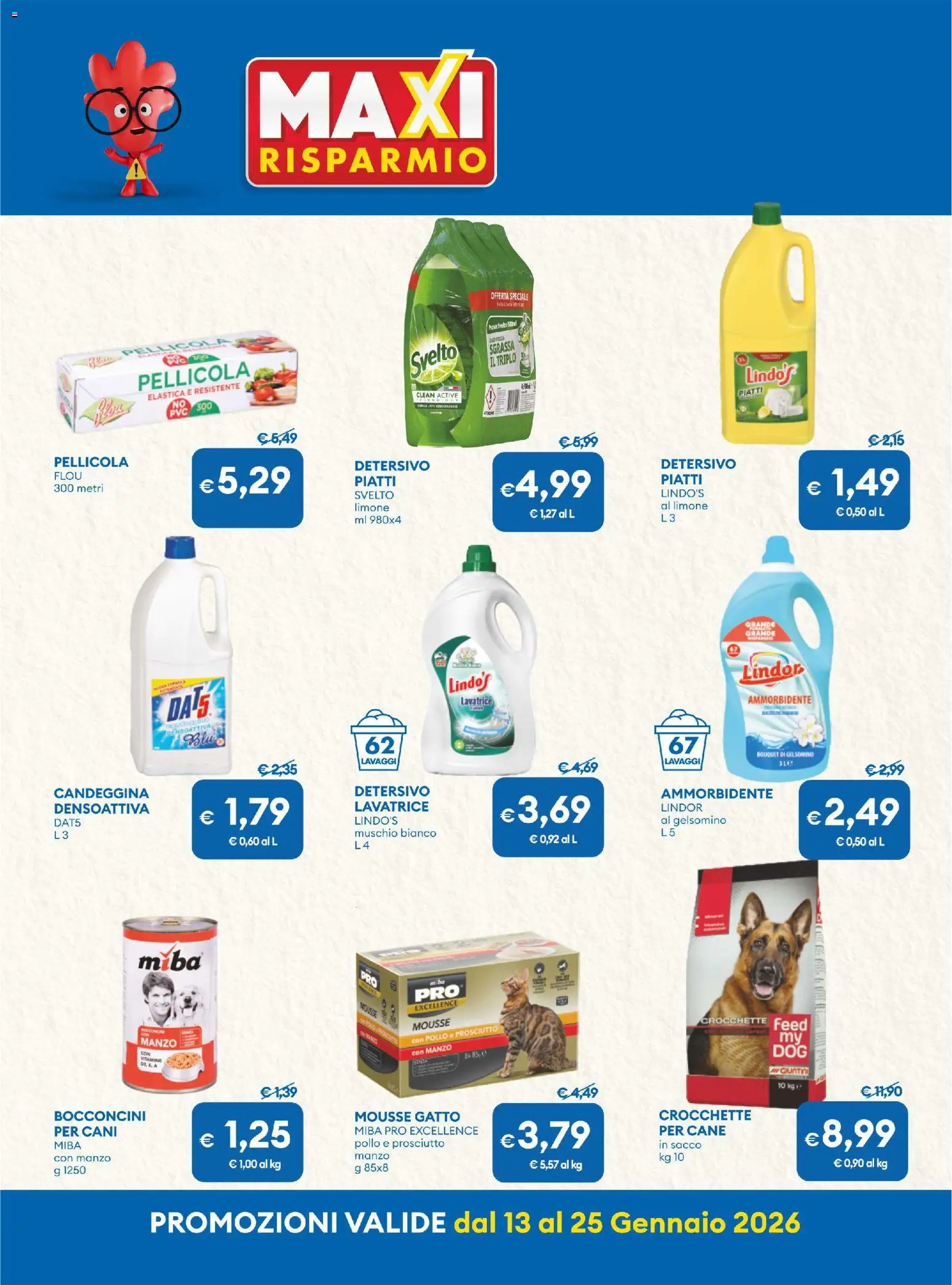 Volantino MD Discount del 13.01.2026 | Pagina: 7 | Prodotti: Ammorbidente, Manzo, Crocchette, Pellicola