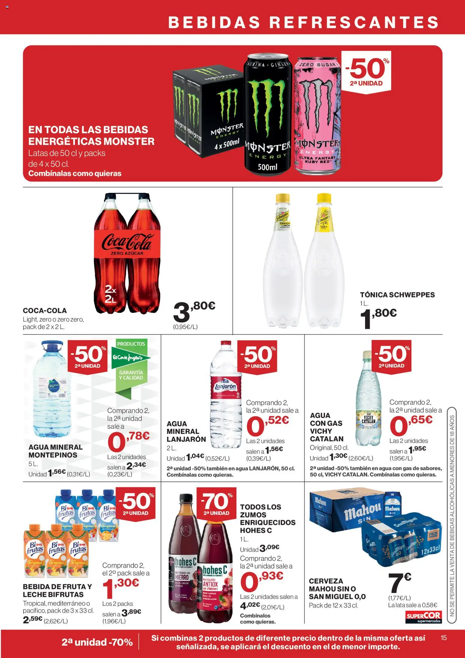 Supercor folleto │ válido desde el 12.03.2026 | Página: 15 | Productos: Leche, Cerveza, Agua con gas, Agua mineral
