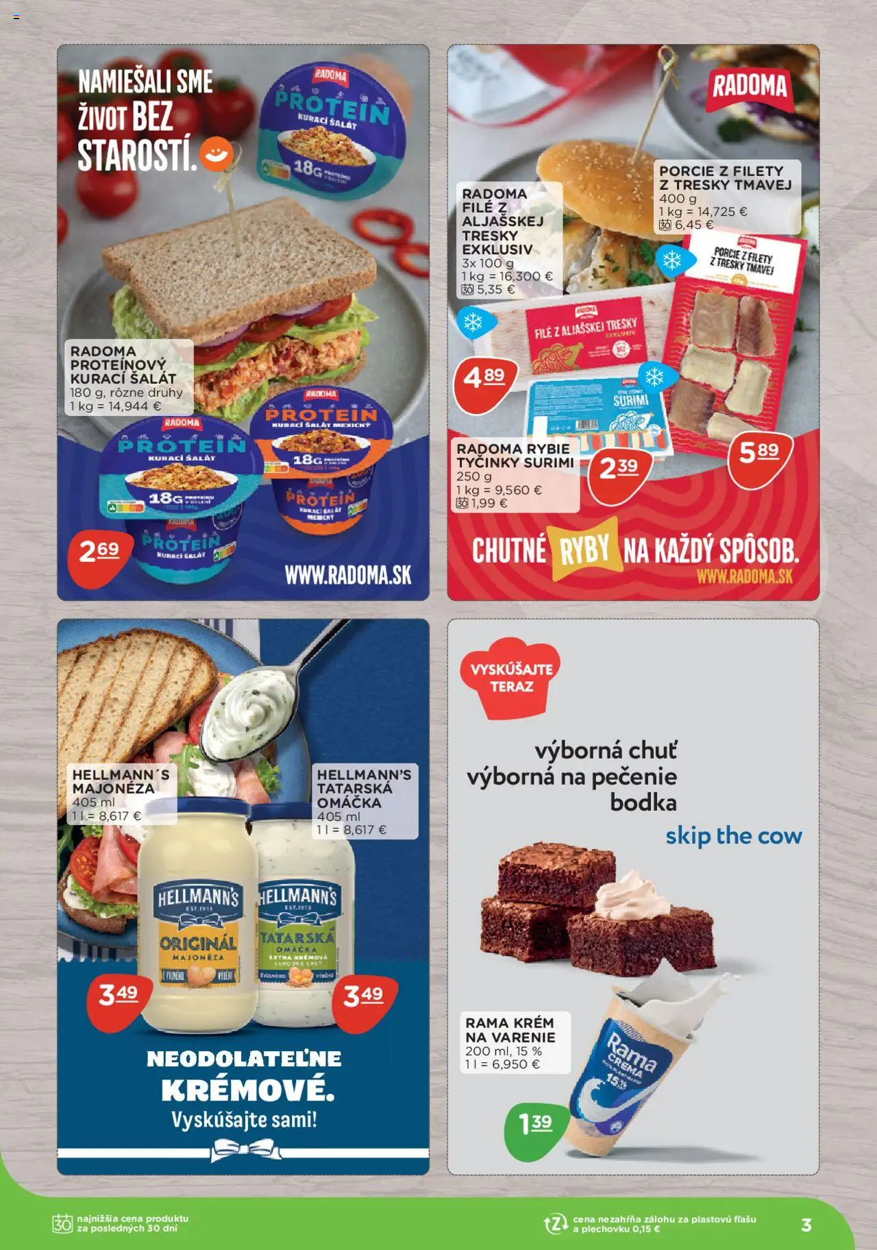 Nové Terno akcie – leták je platný od 08.09.2025 | Strana: 3 | Produkty: Protein, Šalát, Omáčka, Rama