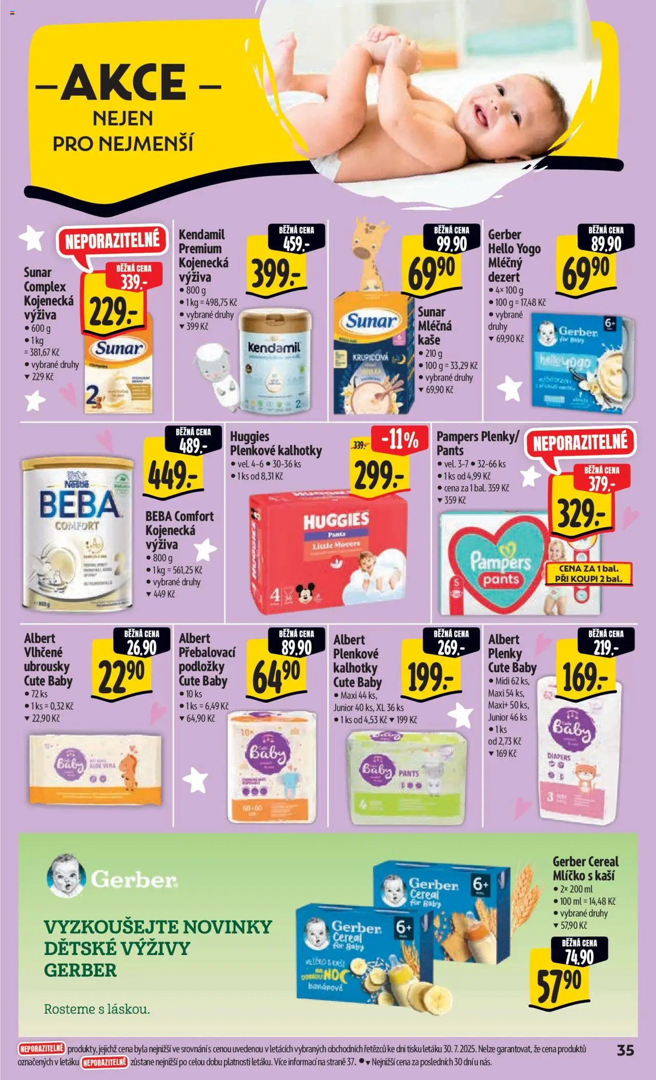 Albert leták - Hypermarket - Morava od 06.08.2025 | Strana: 43 | Produkty: Beba, Pampers 1, Pants, Plenkové kalhotky