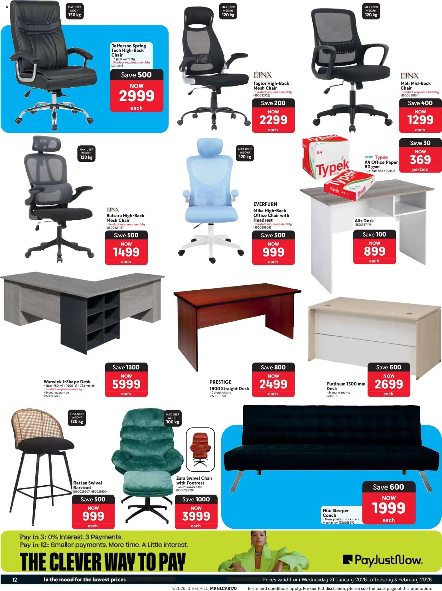 New Makro catalogue – valid from 21.01.2026 | Page: 12 | Products: Couch, Chair, Box, Paper
