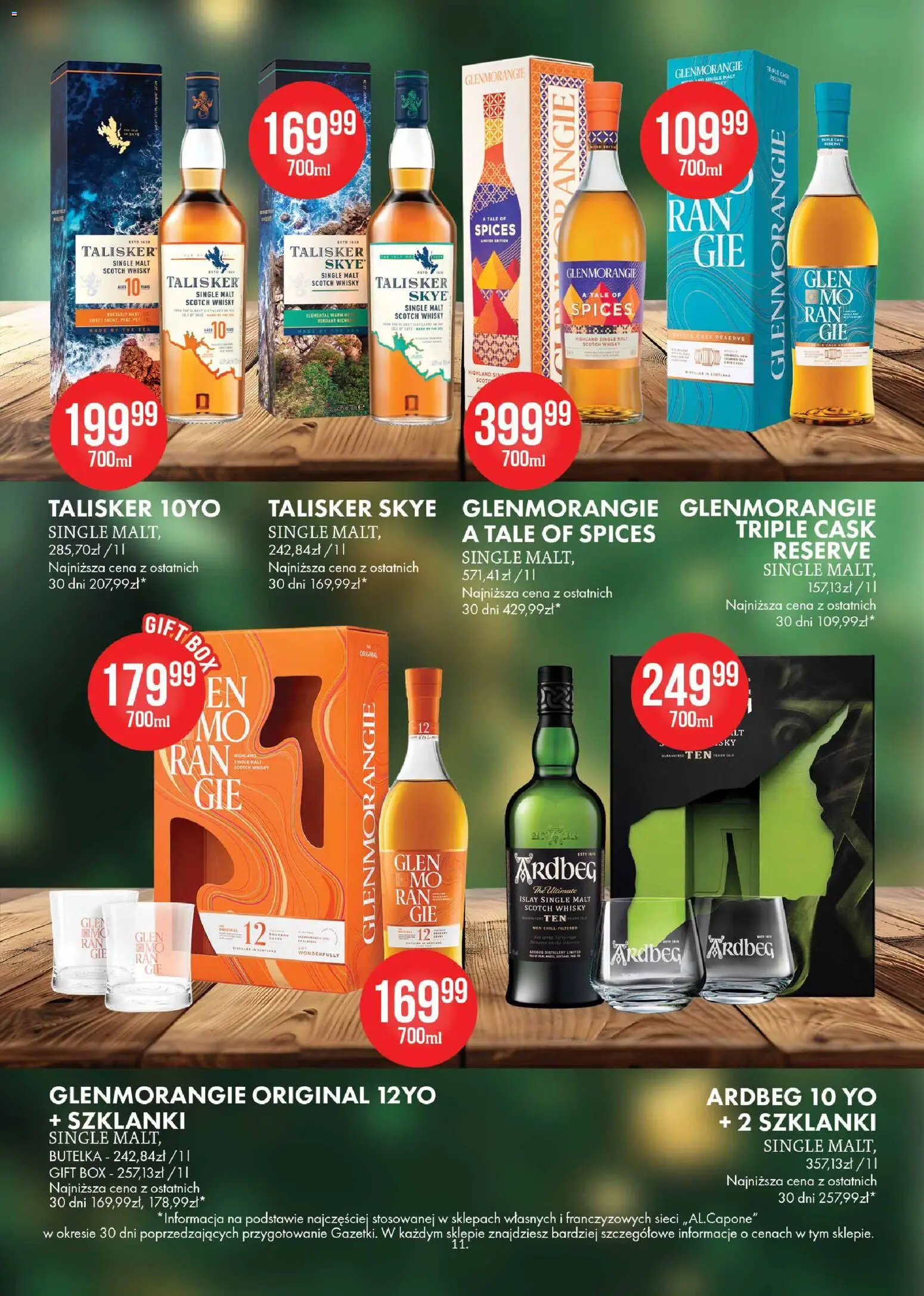 Al.Capone Gazetka od 13.11.2025 | Strona: 11 | Produkty: Whisky Single Malt, Szklanki, Whisky