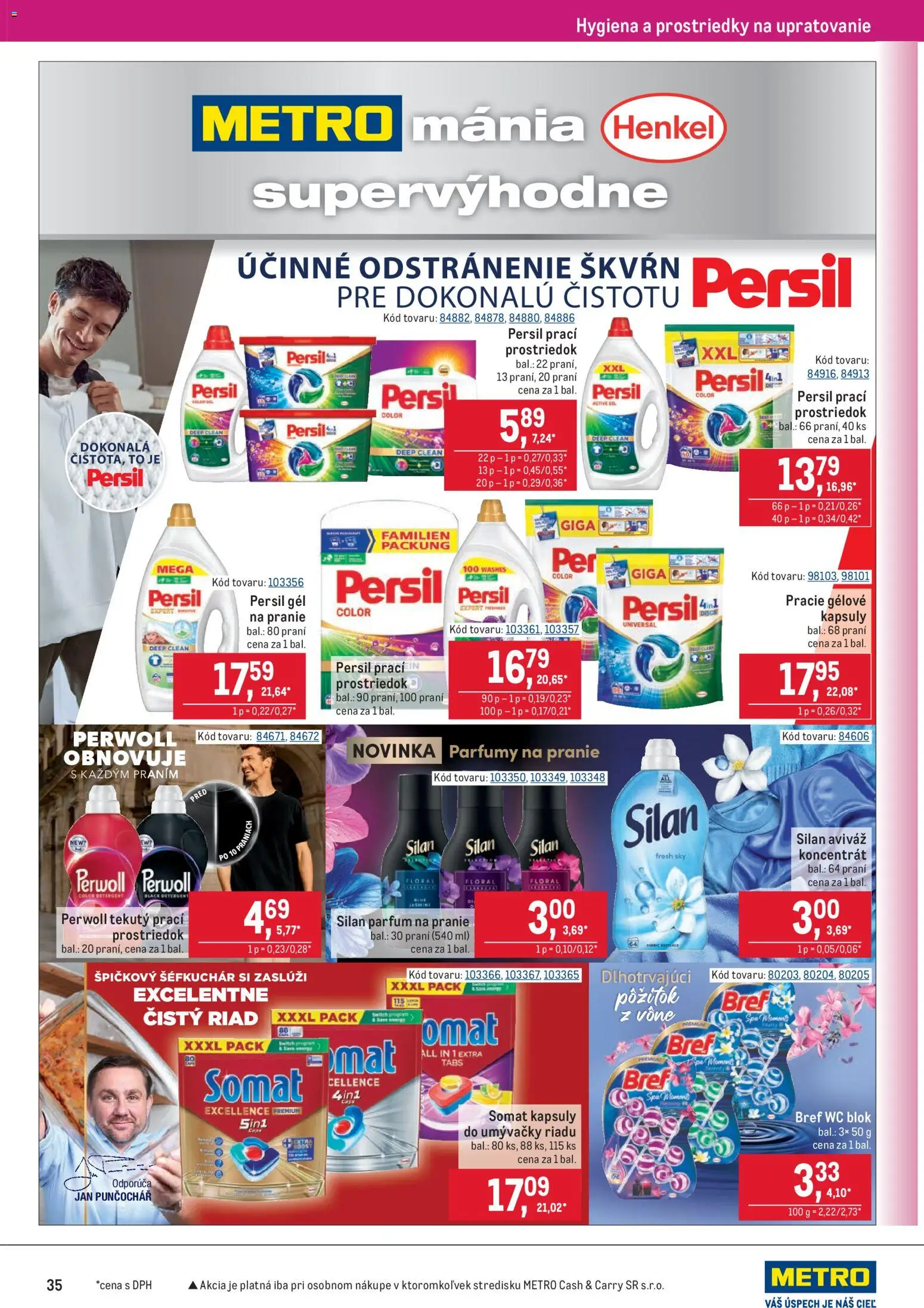 Nové Metro akcie – leták je platný od 05.11.2025 | Strana: 35 | Produkty: Perwoll, Wc, Aviváž, Wc blok