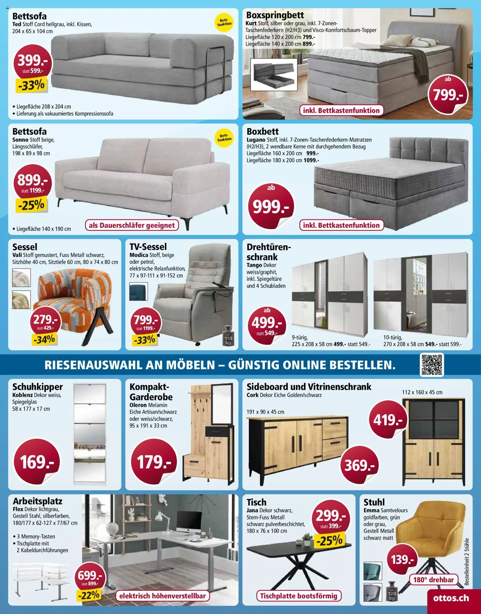 Otto's Aktionen – gültig ab 19.11.2025 | Seite: 19 | Produkte: Sessel, Vitrinenschrank, Boxspringbett, Sideboard