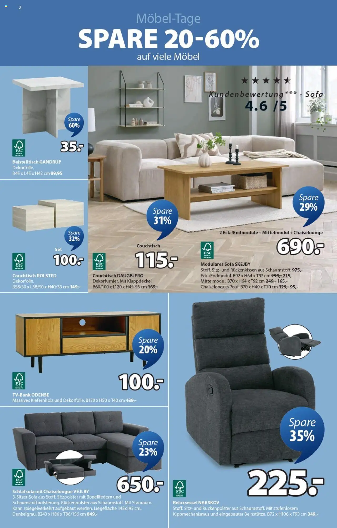 JYSK Aktionen – gültig ab 21.10.2025 | Seite: 2 | Produkte: Sofa, Couchtisch, Schlafsofa, Beistelltisch