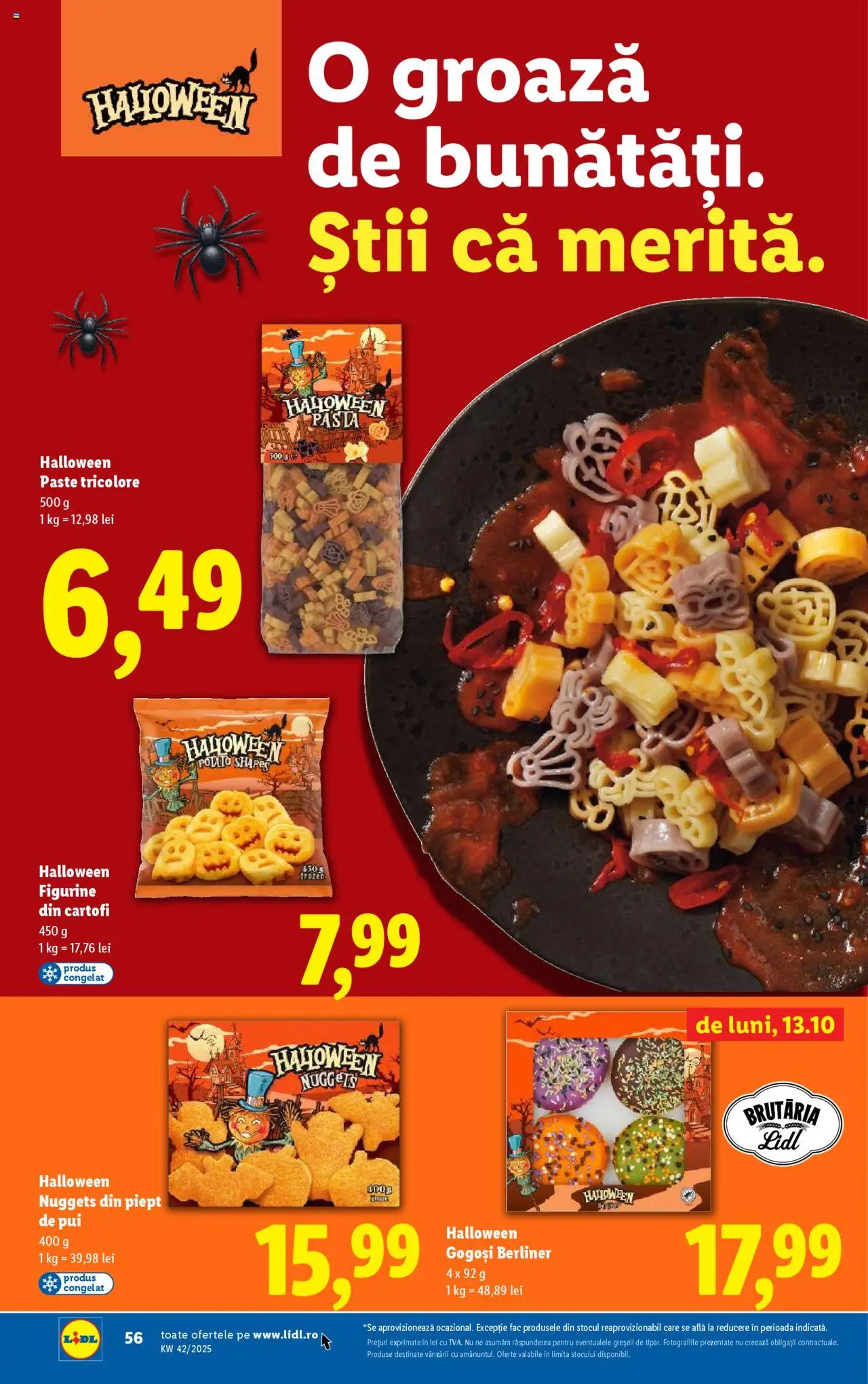 Noul catalog Lidl – valabil de la 13.10.2025 | Pagină: 56 | Produse: Hacıyatmaz Kedi Oyuncağı, Gogoși, Paste, Levrek