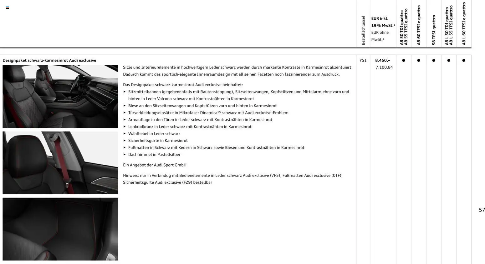 Audi A8 – gültig ab 28.10.2025 | Seite: 57