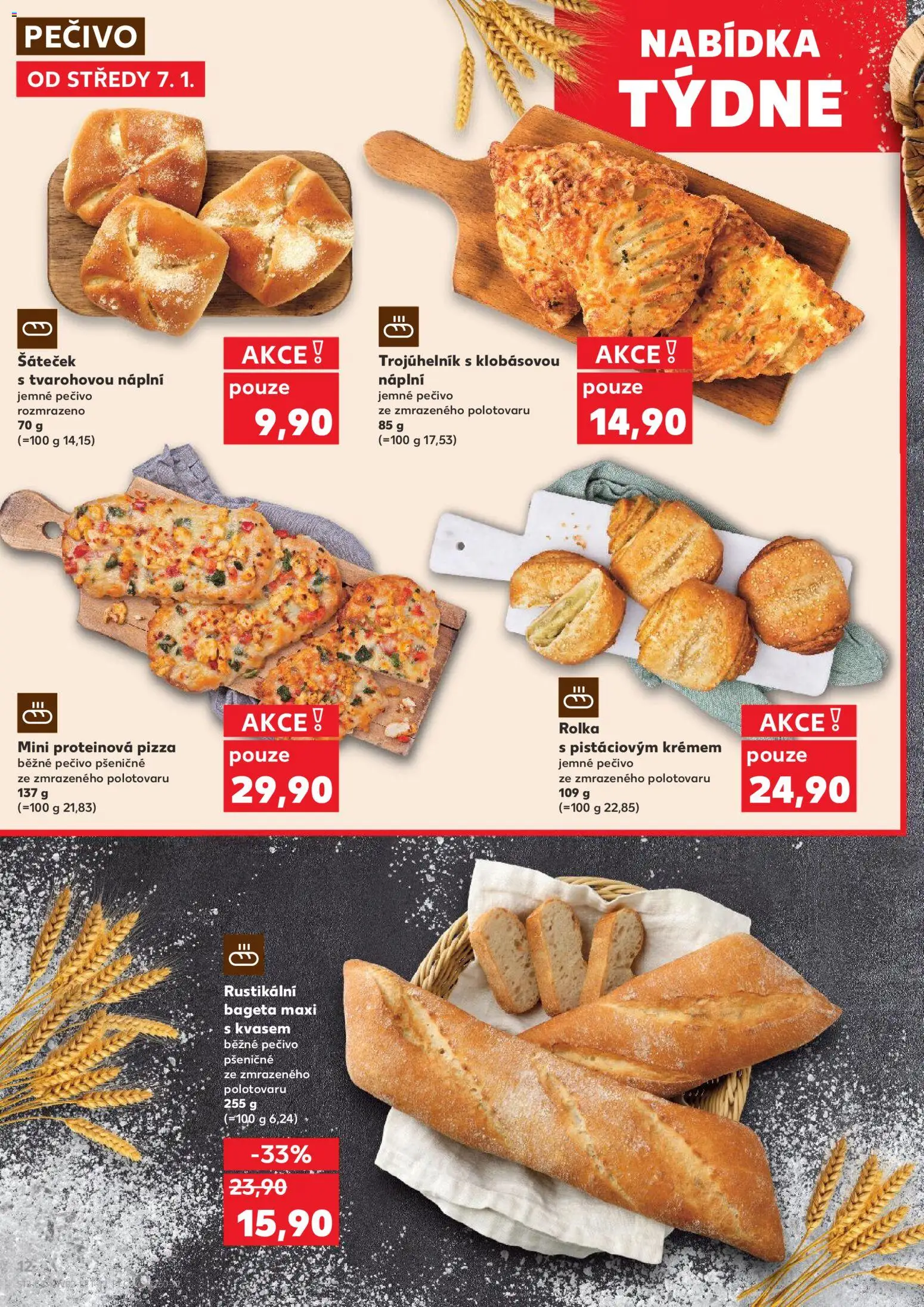 Kaufland leták - Plzeň od 07.01.2026 | Strana: 12 | Produkty: Pizza, Pečivo, Bageta