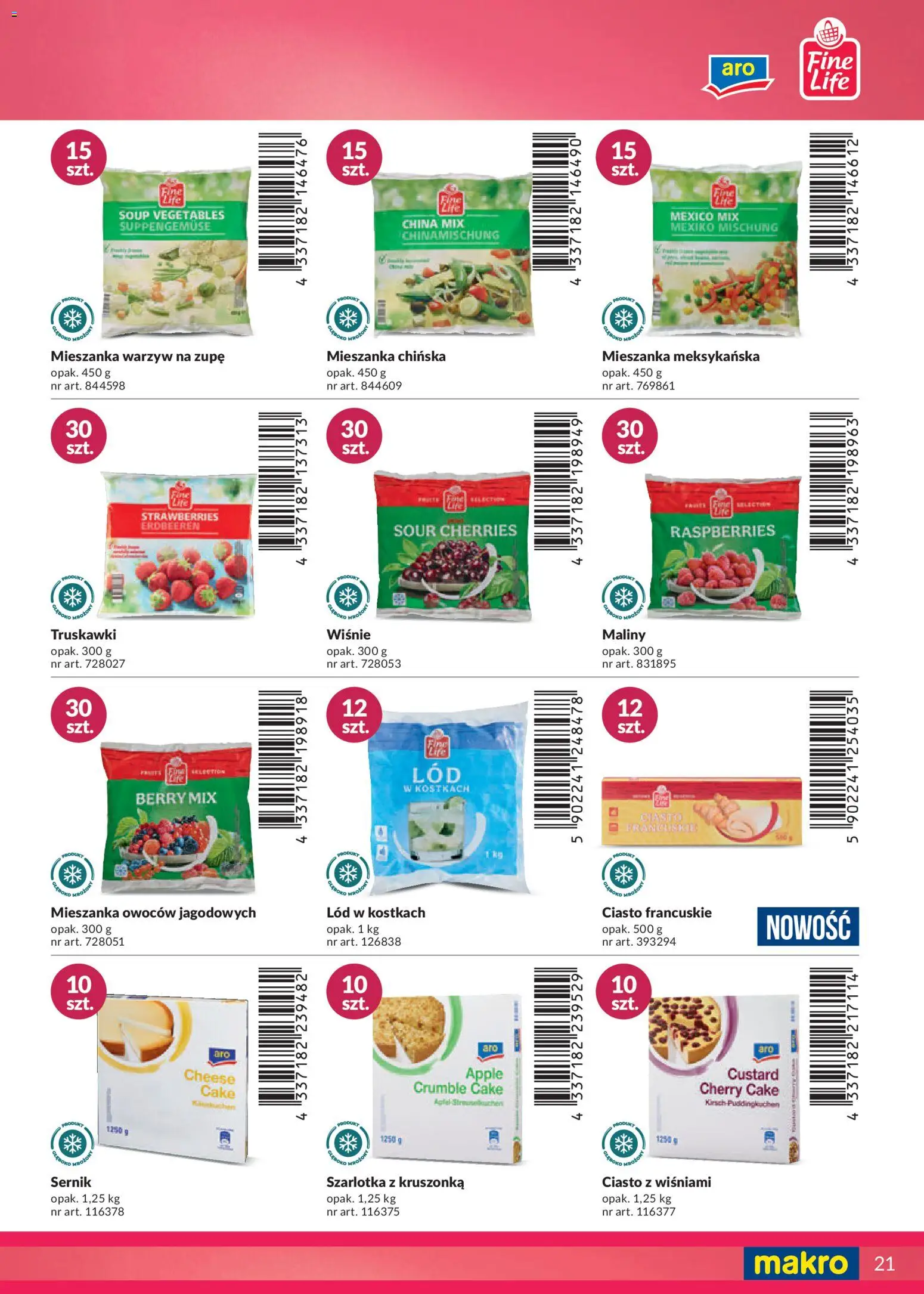 Makro Gazetka - Katalog marki własne dla Twojego sklepu od 28.04.2025 | Strona: 21 | Produkty: Maliny, Ciasto, Mieszanka chińska, Lód w kostkach
