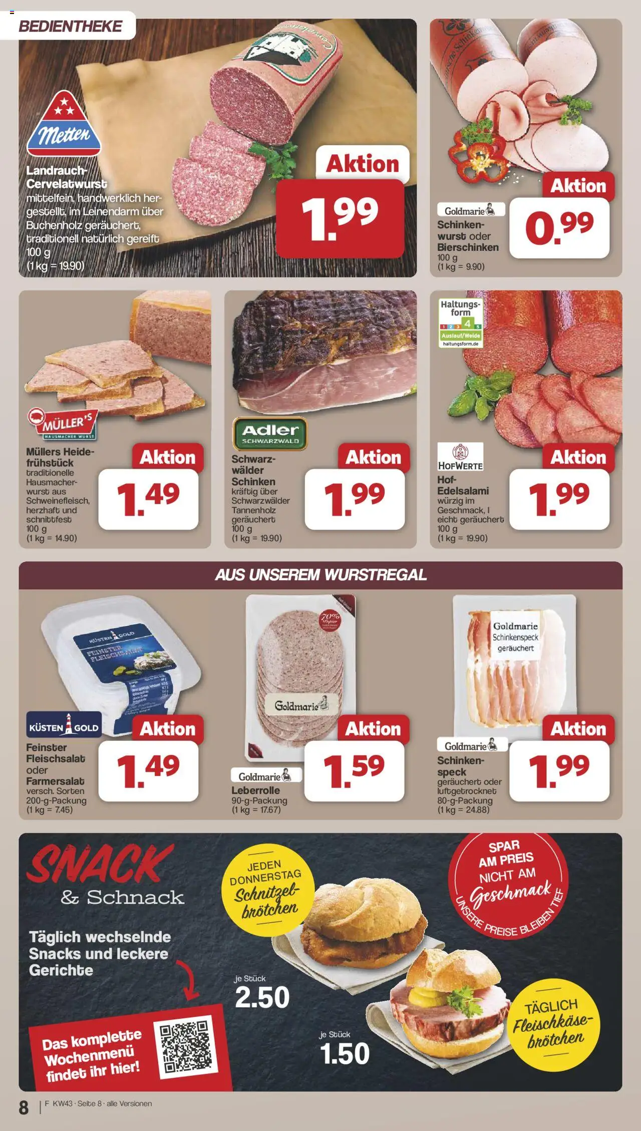 Famila Nordwest Prospekt 	 – gültig ab 20.10.2025 | Seite: 8 | Produkte: Schnitzel, Wurst, Schinken