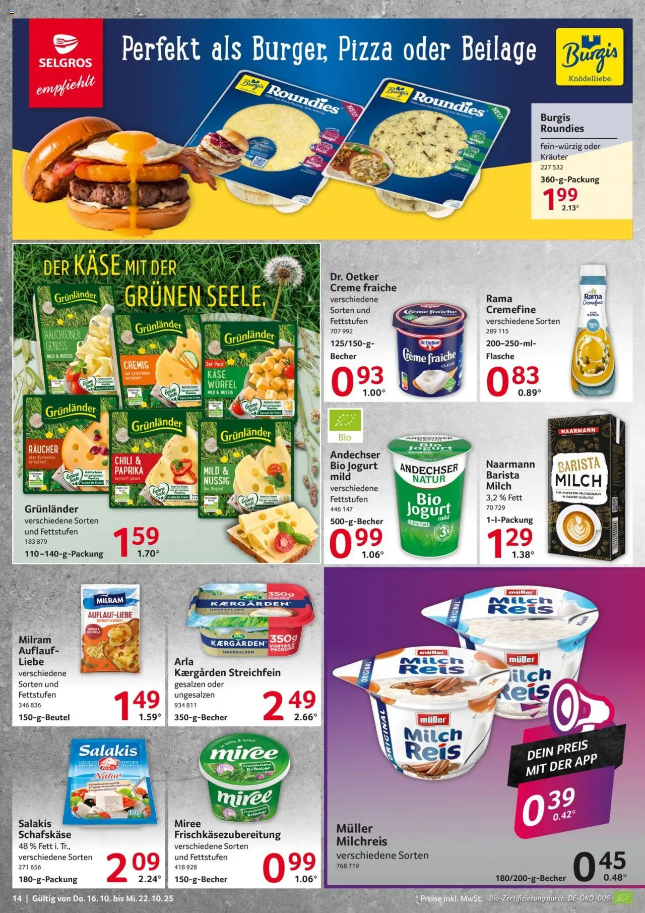 Selgros Prospekt 	 – gültig ab 16.10.2025 | Seite: 14 | Produkte: Käse, Paprika, Pizza, Schafskase