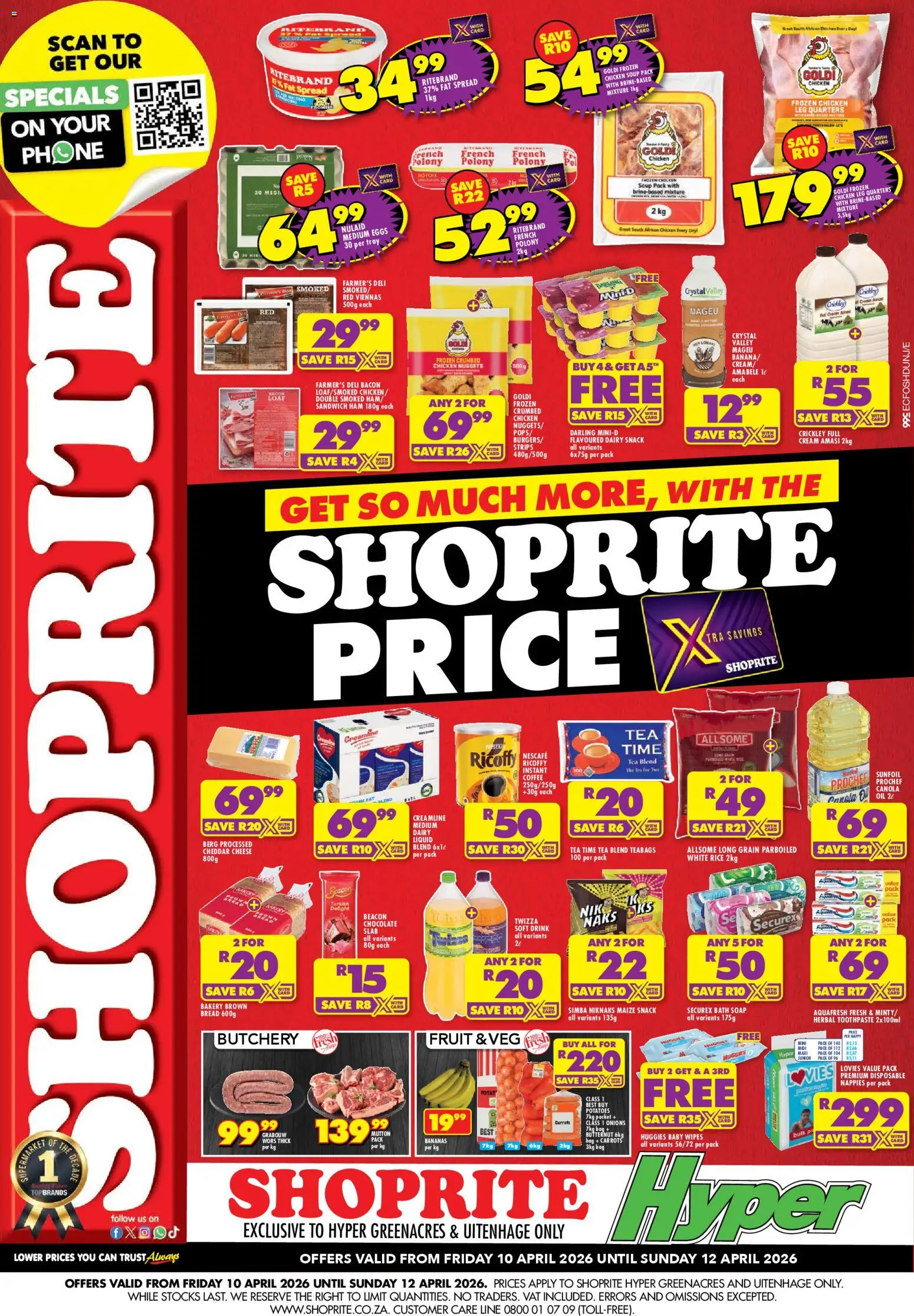 New Shoprite catalogue – valid from 10.04.2026 | Page: 1 | Products: Chocolate, Ham, Chicken, Soup