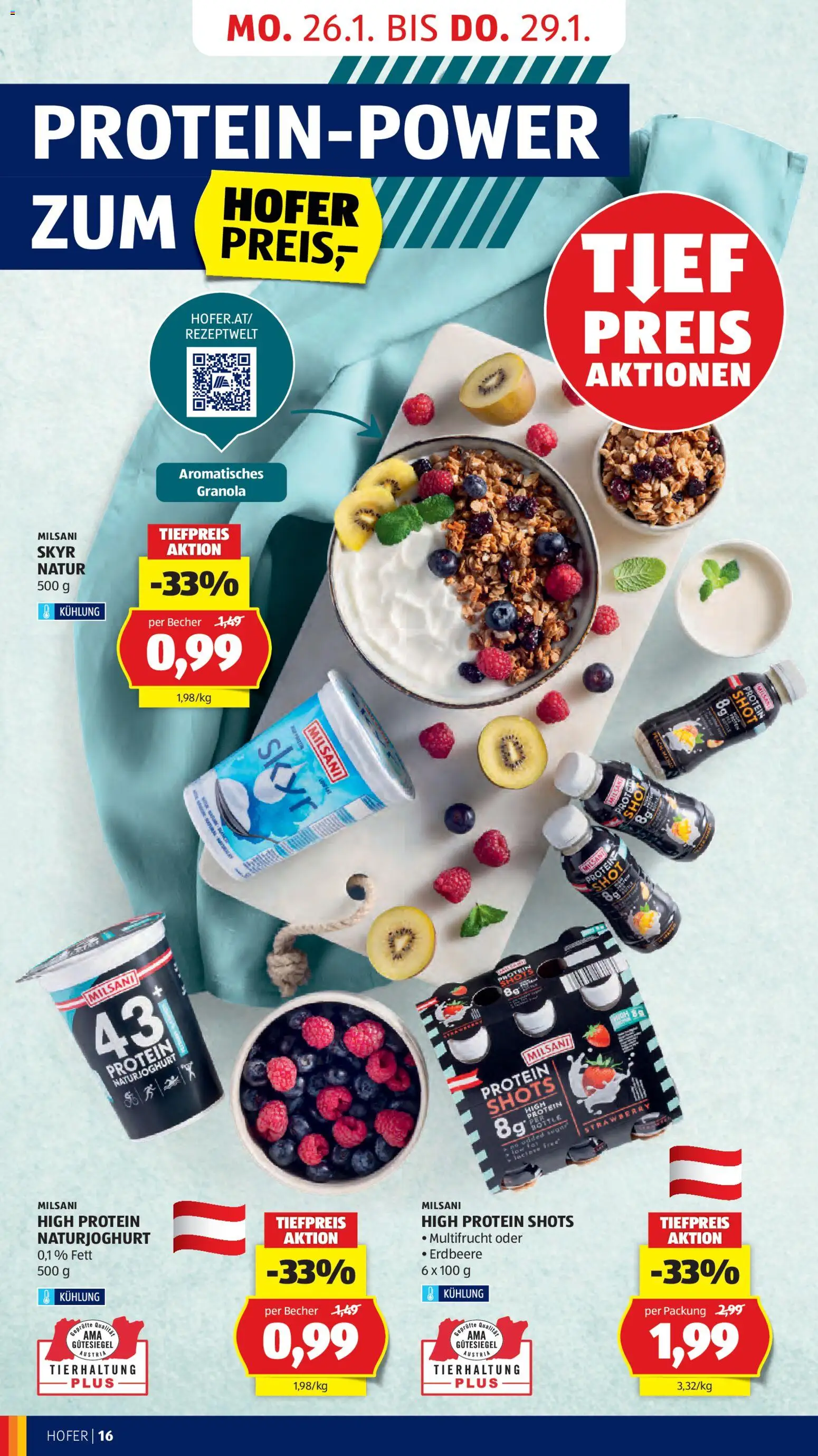 Hofer AT akciós ujság - amely érvényes a következő dátumtól: 23.01.2026 | Oldal: 18 | Termékek: Protein, Granola