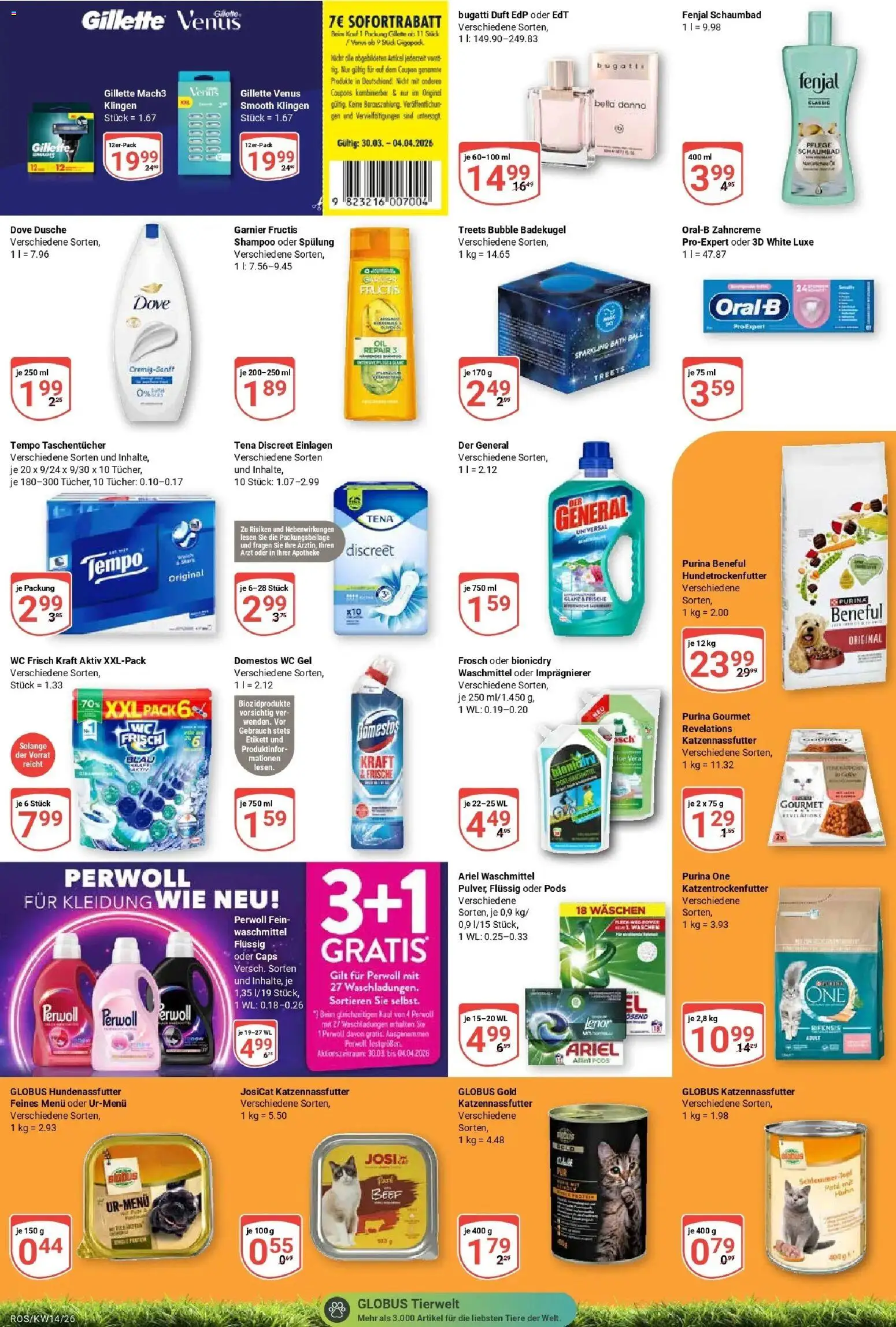 Globus prospekt Lambrechtshagen	 – gültig ab 29.03.2026 | Seite: 22 | Produkte: Purina one, Shampoo, Spülung, Waschmittel
