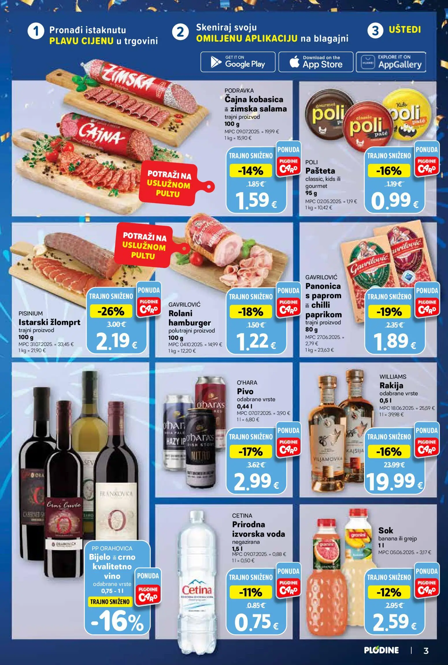 Plodine katalog | vrijedi od 02.01.2026 | Stranica: 3 | Proizvodi: Salama, Pašteta, Voda, Rakija