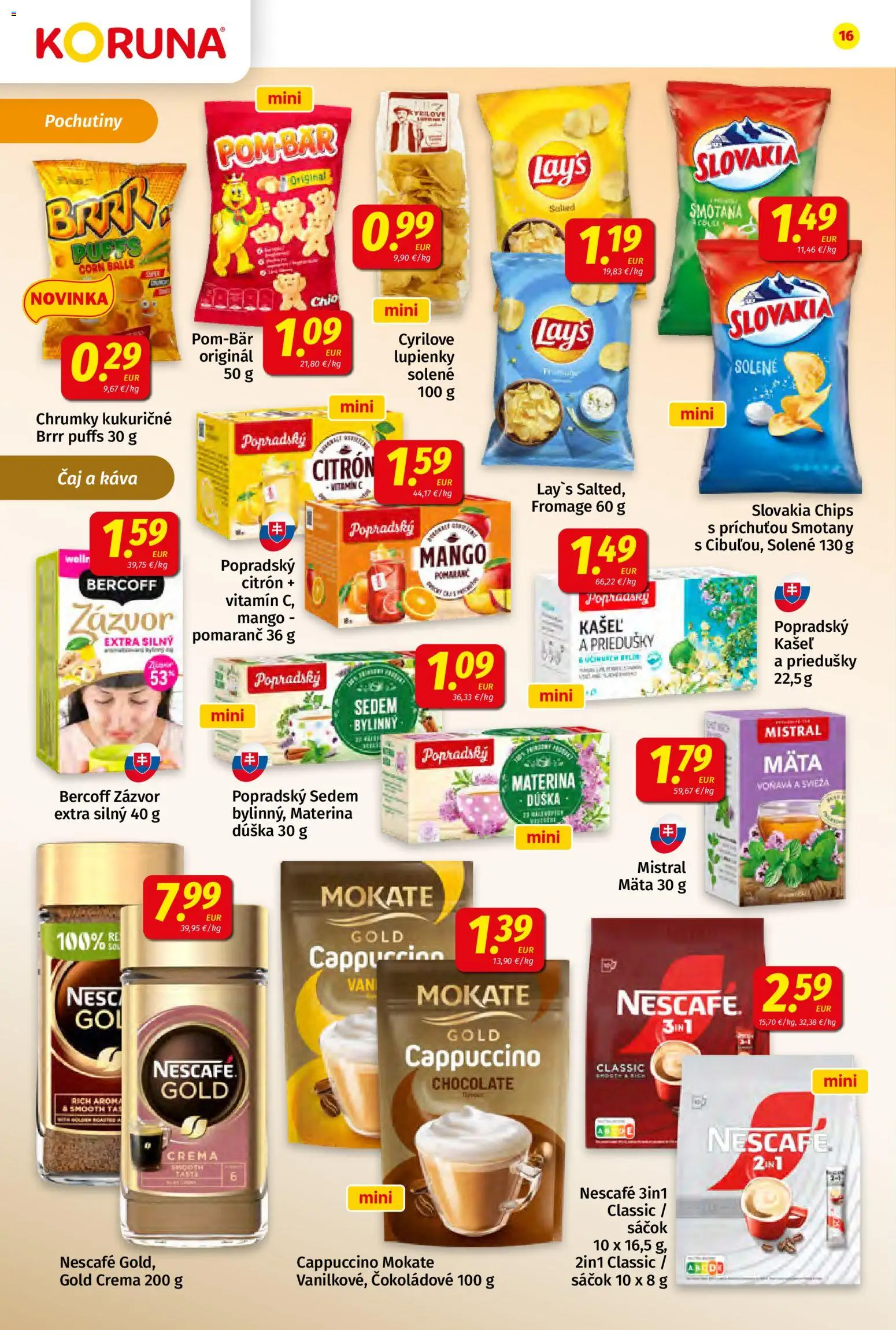 Nové Koruna akcie – leták je platný od 20.03.2026 | Strana: 16 | Produkty: Zázvor, Káva, Smotana, Mango