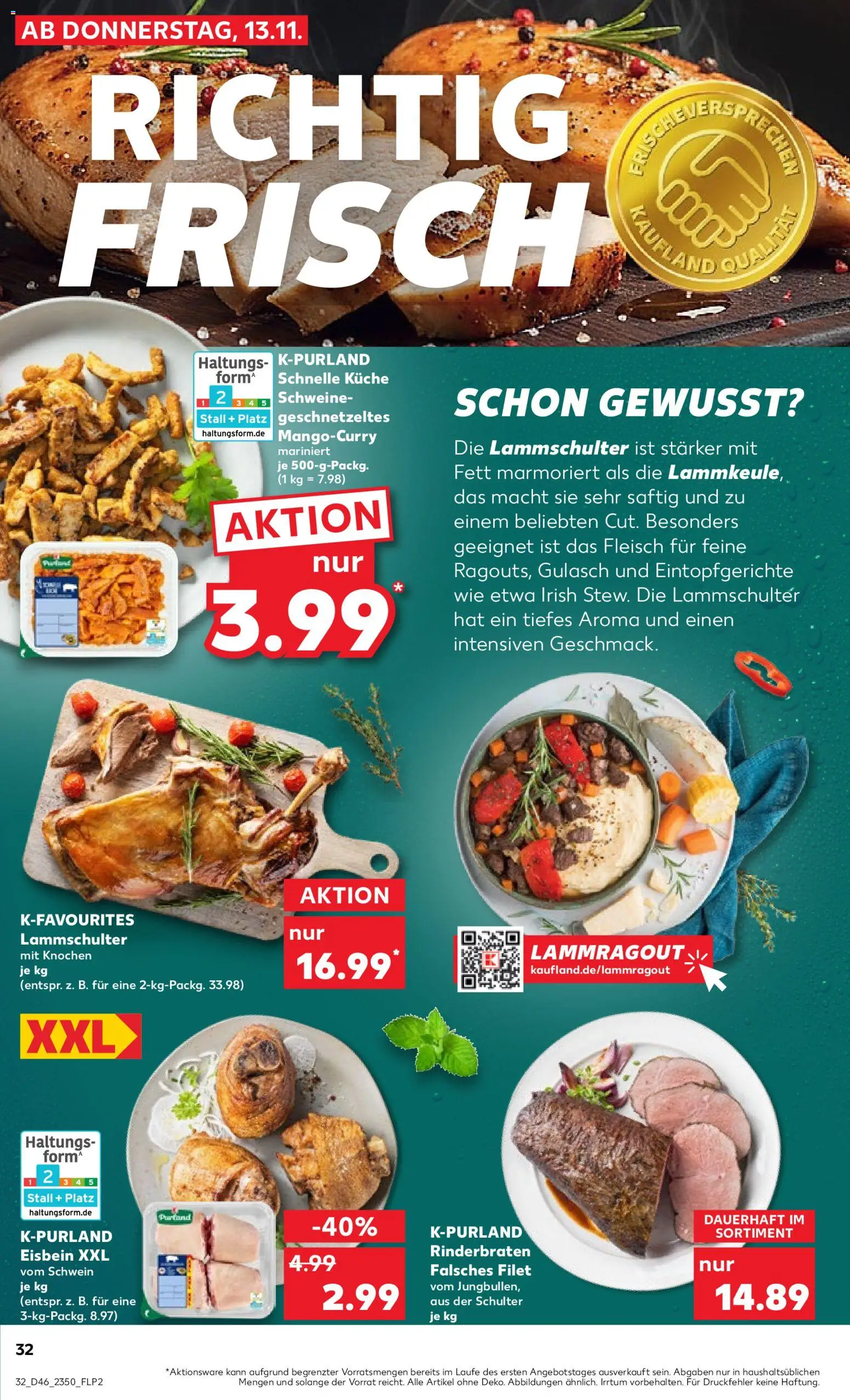 Kaufland prospekt Völklingen	 – gültig ab 13.11.2025 | Seite: 32 | Produkte: Rinderbraten, Küche, Gulasch, Fleisch