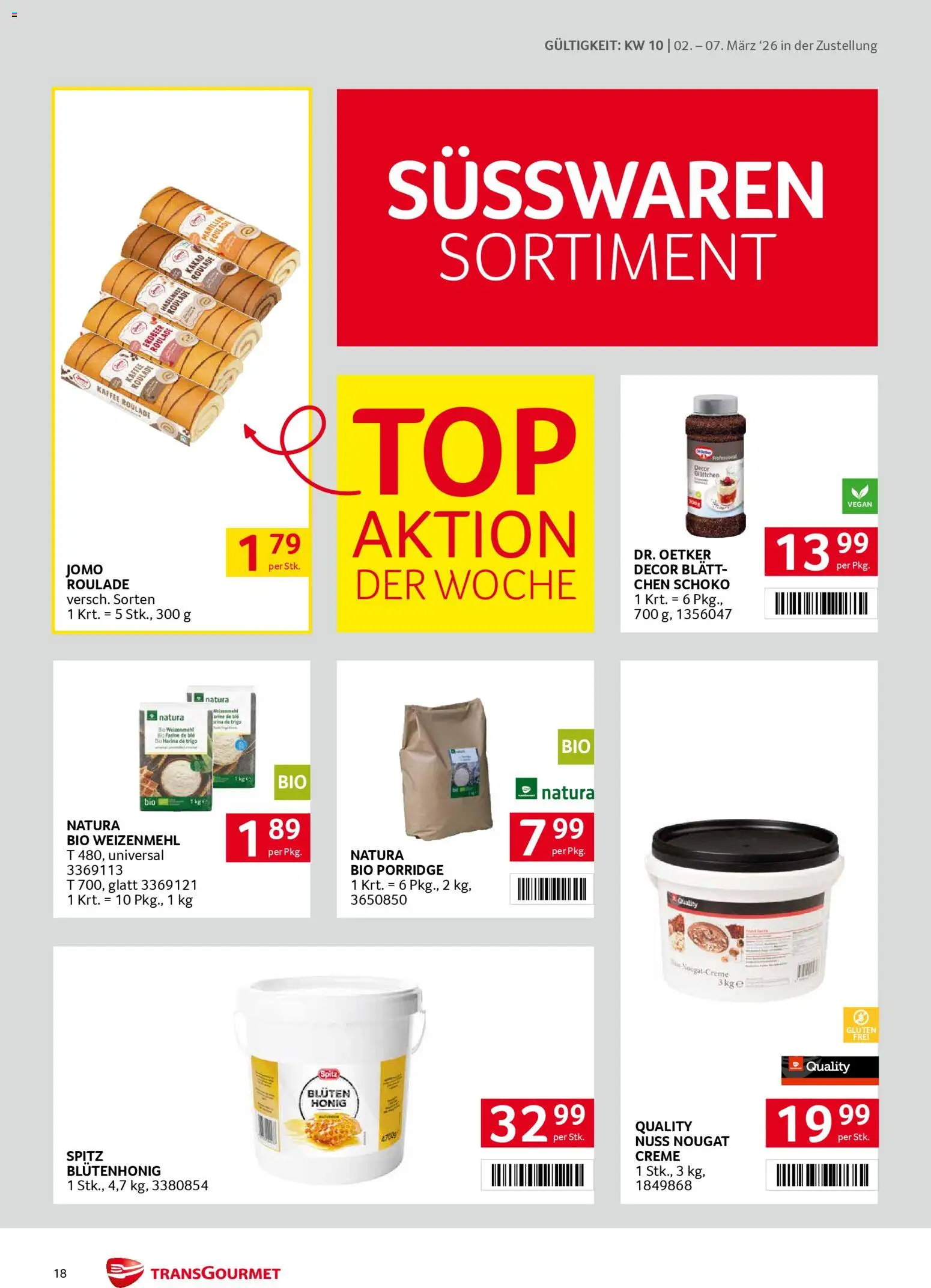 Transgourmet Zustellaktion gültig ab 02.03.2026 | Seite: 18 | Produkte: Creme, Kaffee