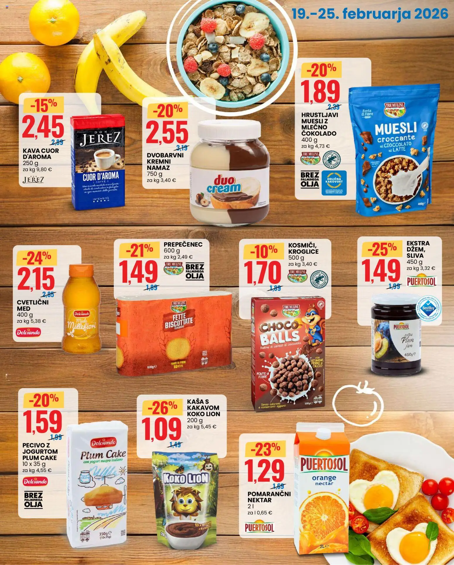 Novi Eurospin katalog ponudbe – veljaven od 19.02.2026 | Stran: 4 | Izdelki: Muesli, Namaz, Kava