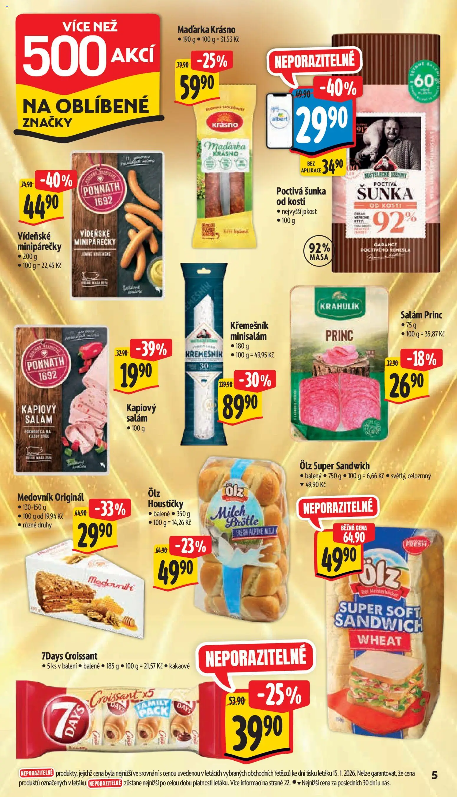 Albert leták - Supermarket od 21.01.2026 | Strana: 10 | Produkty: Salám, Šunka, Medovník, Croissant