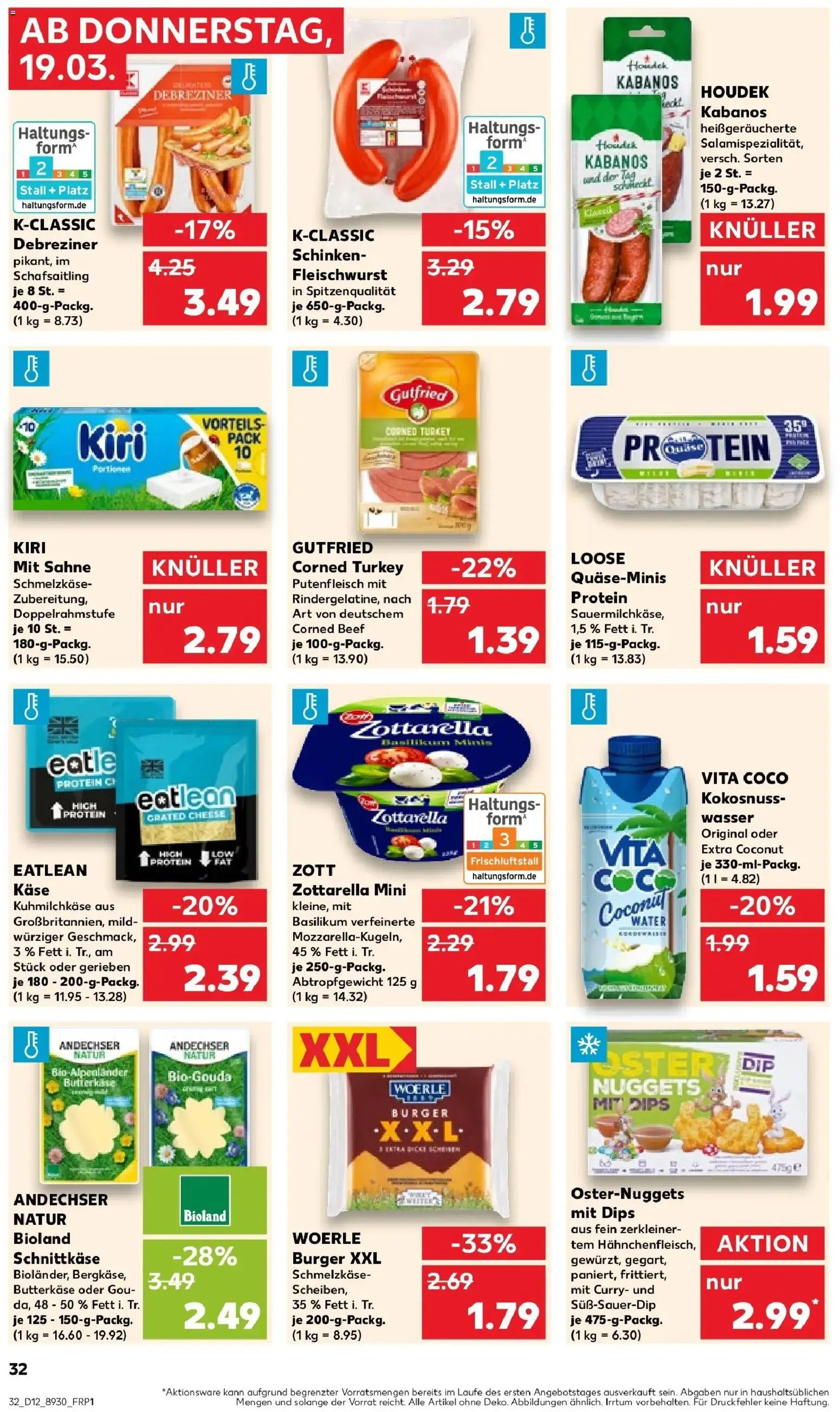 Kaufland Prospekt Weingarten	 – gültig ab 19.03.2026 | Seite: 36 | Produkte: Käse, Burger, Schinken, Sahne