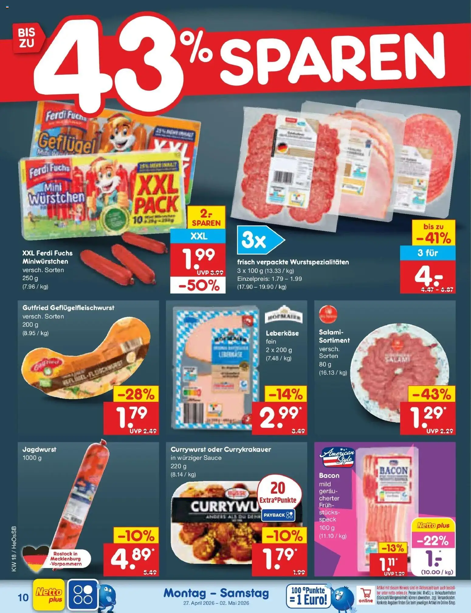 Netto Marken-Discount Prospekt Kröpelin	 – gültig ab 27.04.2026 | Seite: 12 | Produkte: Salami, Leberkase