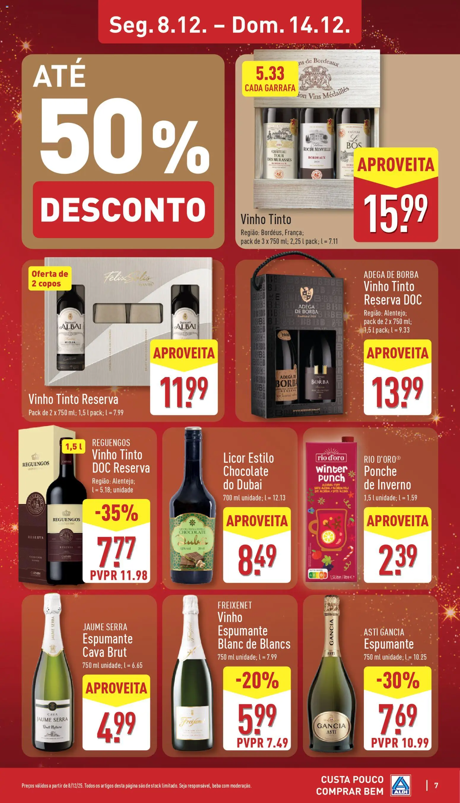 Aldi folheto │ válido de 08.12.2025 | Página: 7 | Produtos: Copos, Espumante, Licor, Vinho tinto