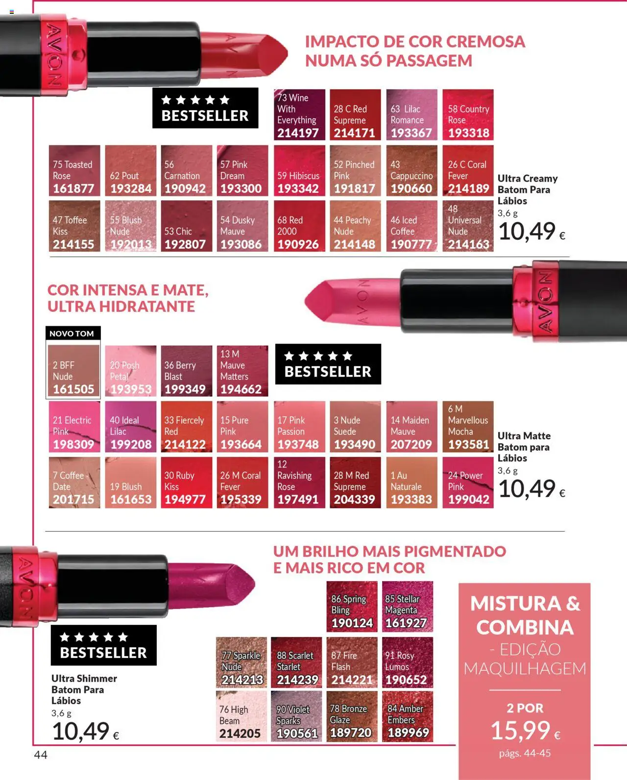Catálogo Avon Campanha 10 │ válido de 01.10.2025 | Página: 44 | Produtos: Blush, Batom, Maquilhagem