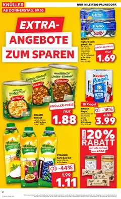Kaufland prospekt Leipzig	 ab 09.10.2025 gültig | Seite: 2 | Produkte: Butter, Joghurt, Schokolade, Kinder riegel