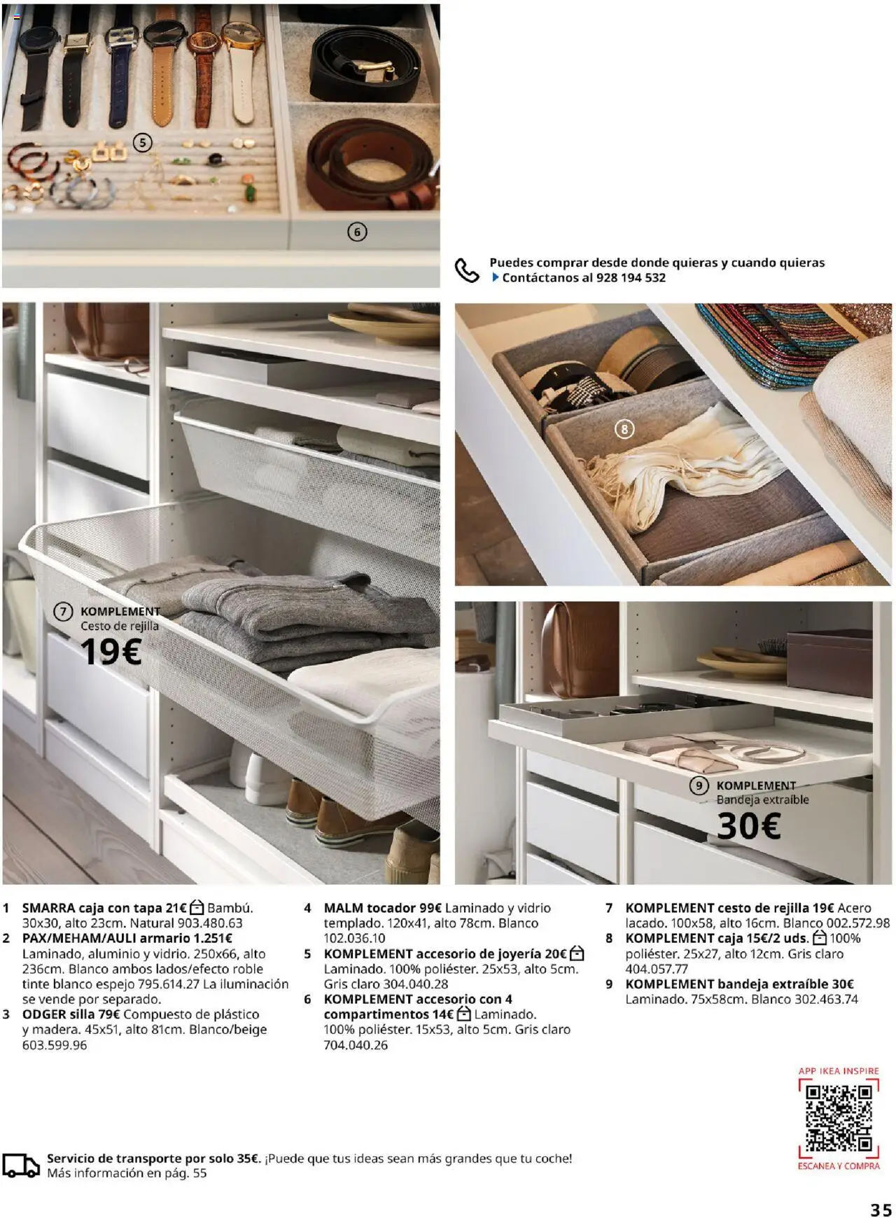 Catálogo IKEA Dormitorios │ válido desde el 04.02.2025 | Página: 35 | Productos: Bandeja, Silla, Armario, Caja