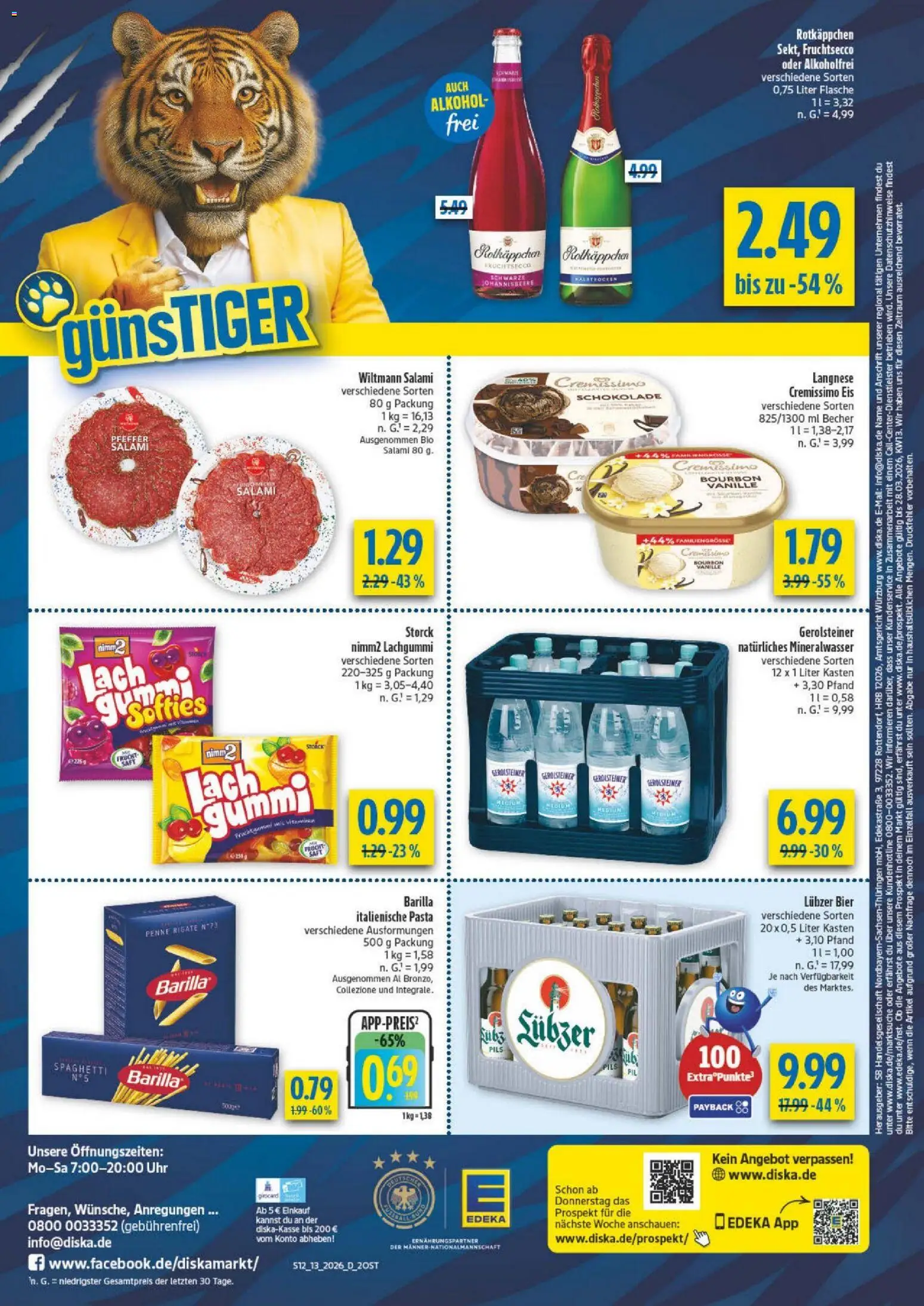 Diska Prospekt 	 – gültig ab 23.03.2026 | Seite: 12 | Produkte: Barilla, Bier, Rotkäppchen, Saft